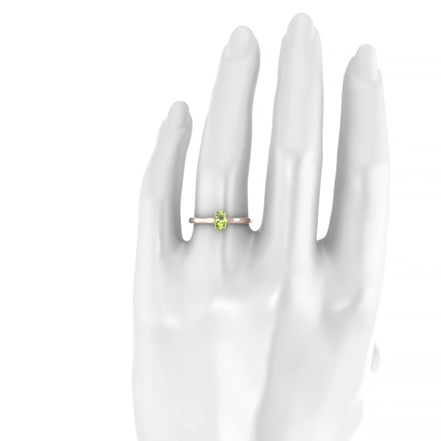 Cathedral | 18k Rose Gold 6 x 4 mm Oval Peridot Ring