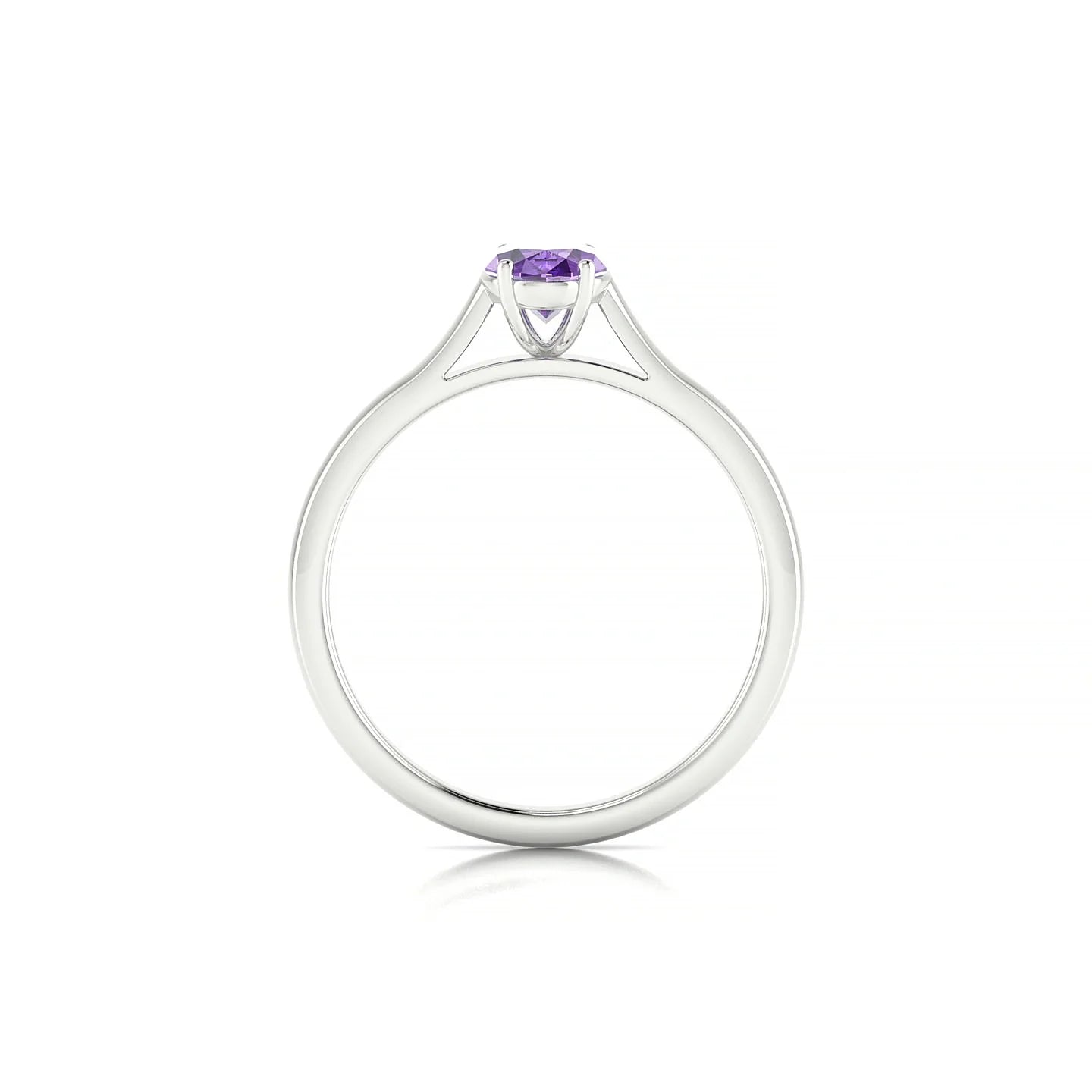 Cathedral | 18k White Gold 7 x 5 mm Oval Amethyst Ring