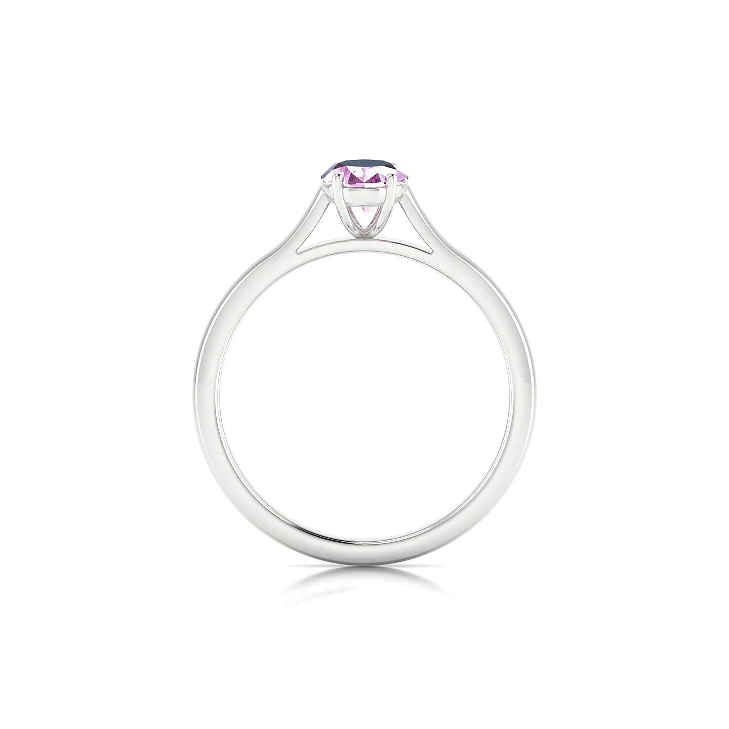 Cathedral | 18k White Gold 7 x 5 mm Oval Pink Sapphire Ring