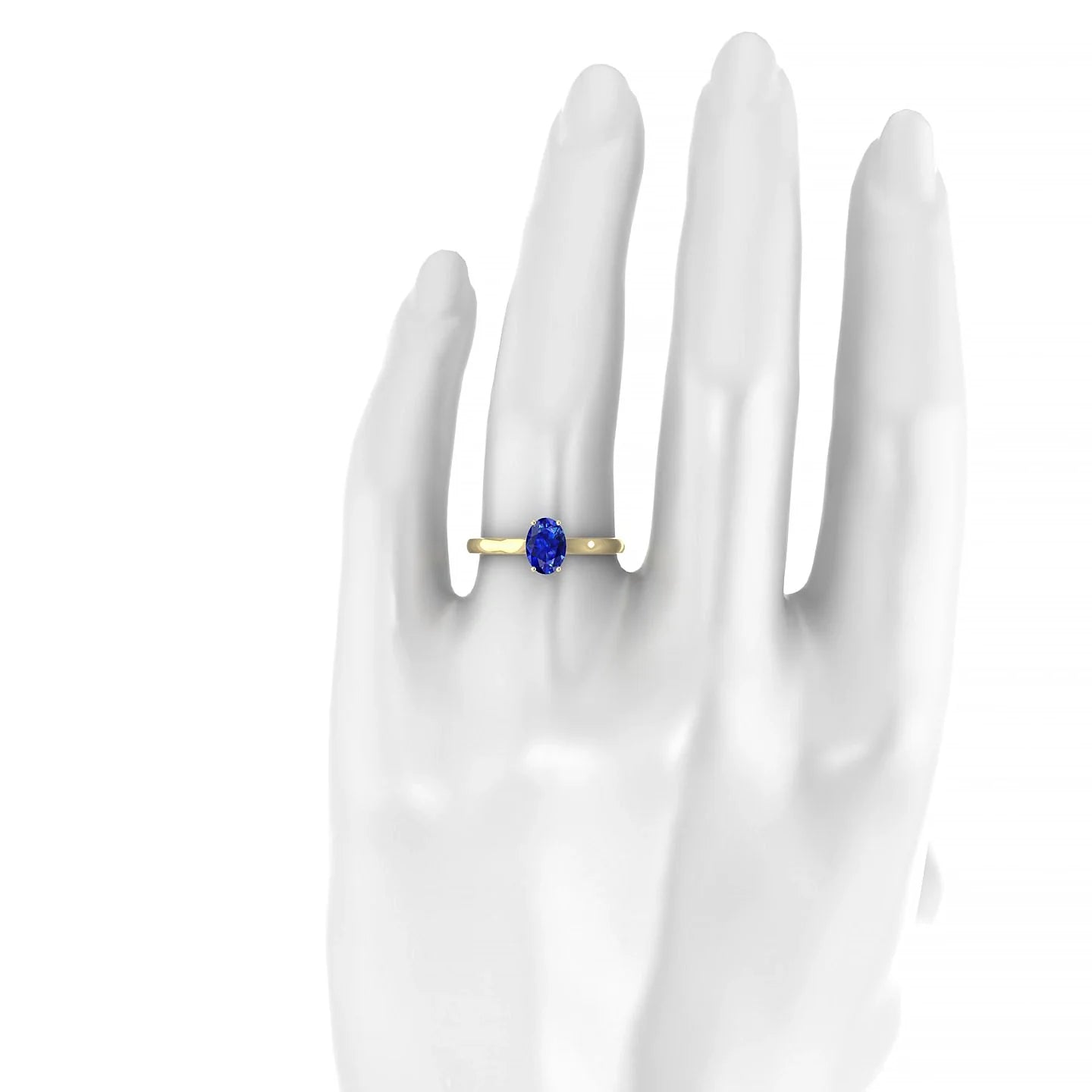 Cathedral | 18k Yellow Gold 7 x 5 mm Oval Sapphire Ring