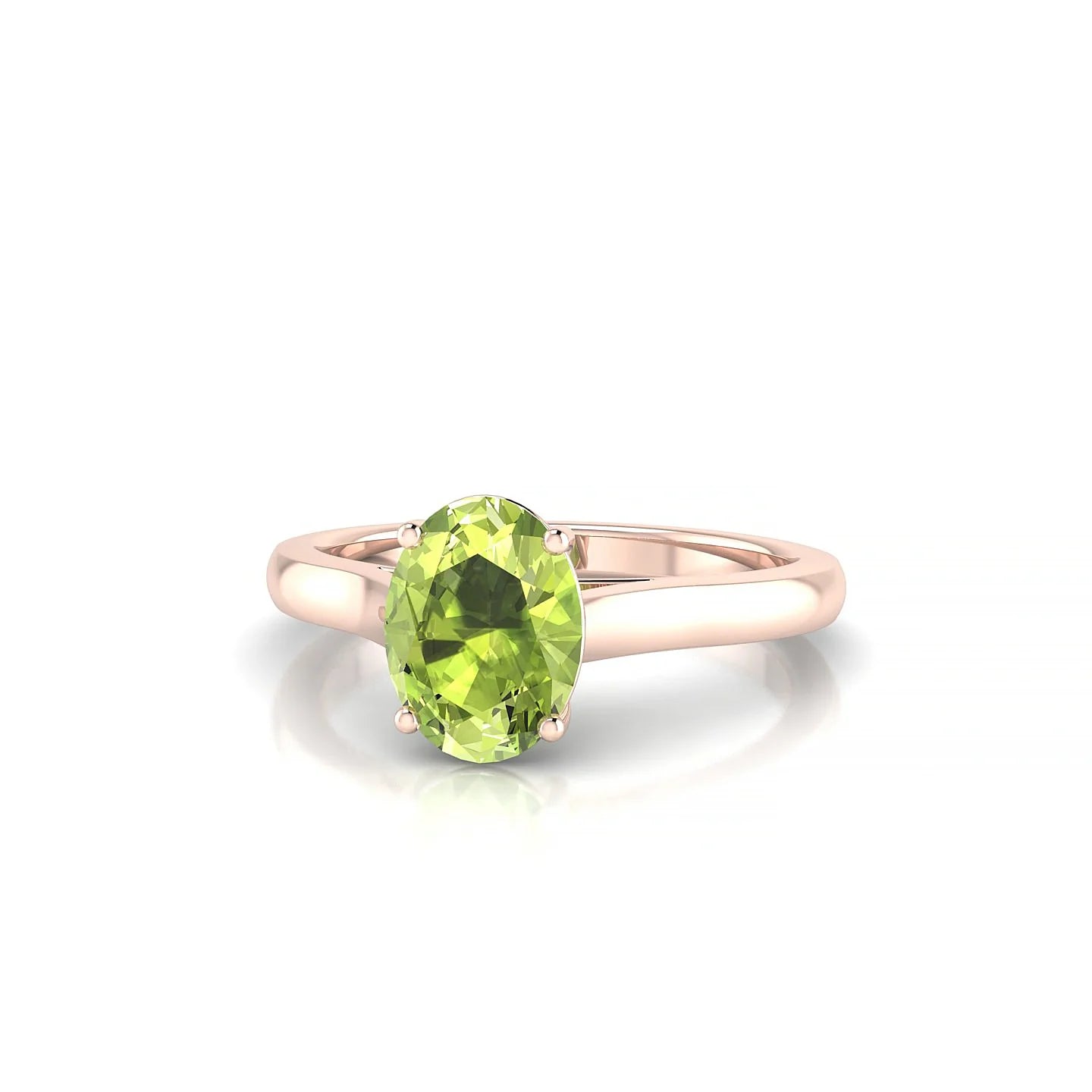 Cathedral | 18k Rose Gold 8 x 6 mm Oval Peridot Ring