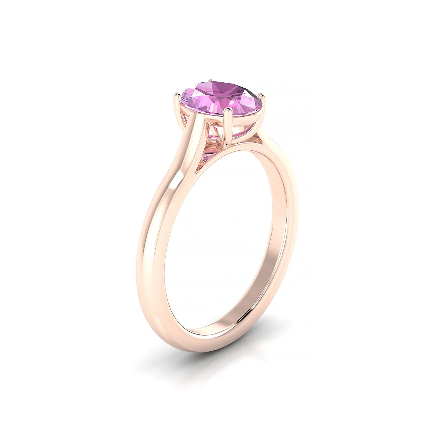Cathedral | 18k Rose Gold 8 x 6 mm Oval Pink Sapphire Ring