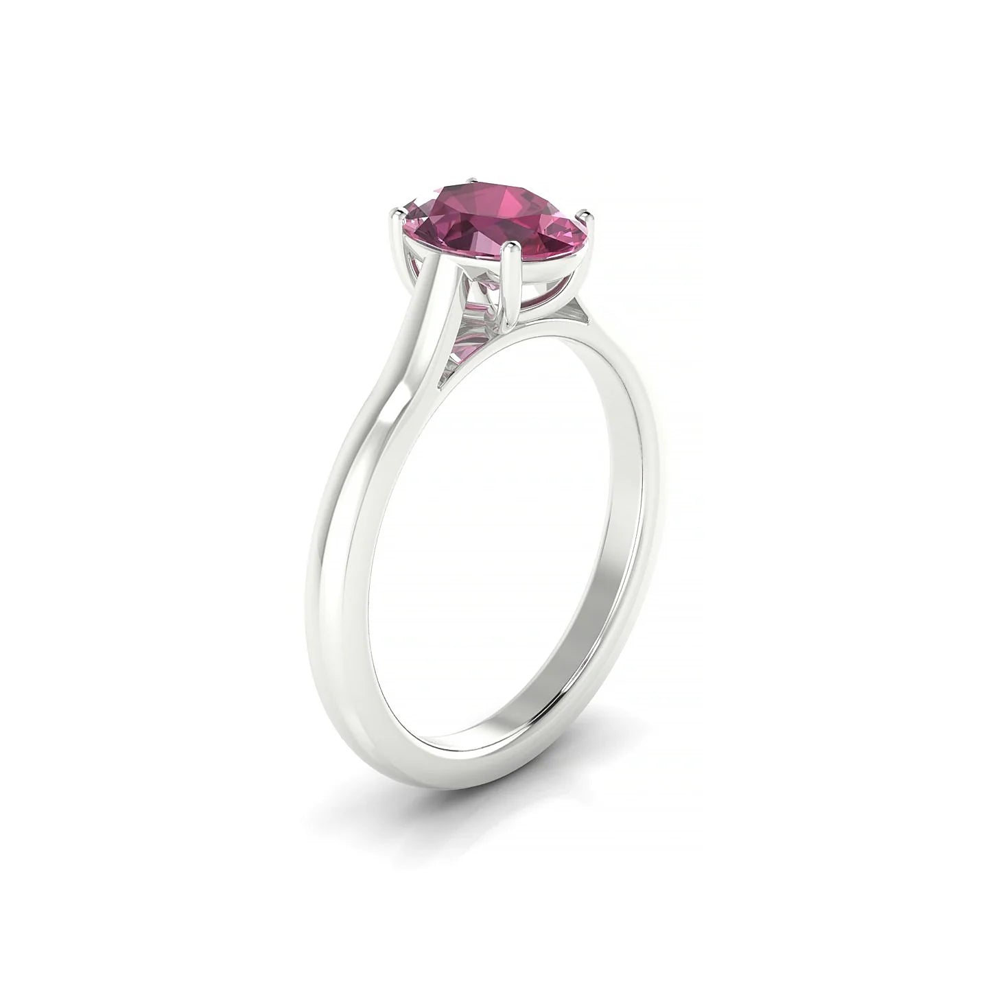 Cathedral | 18k White Gold 8 x 6 mm Oval Rhodolite Ring
