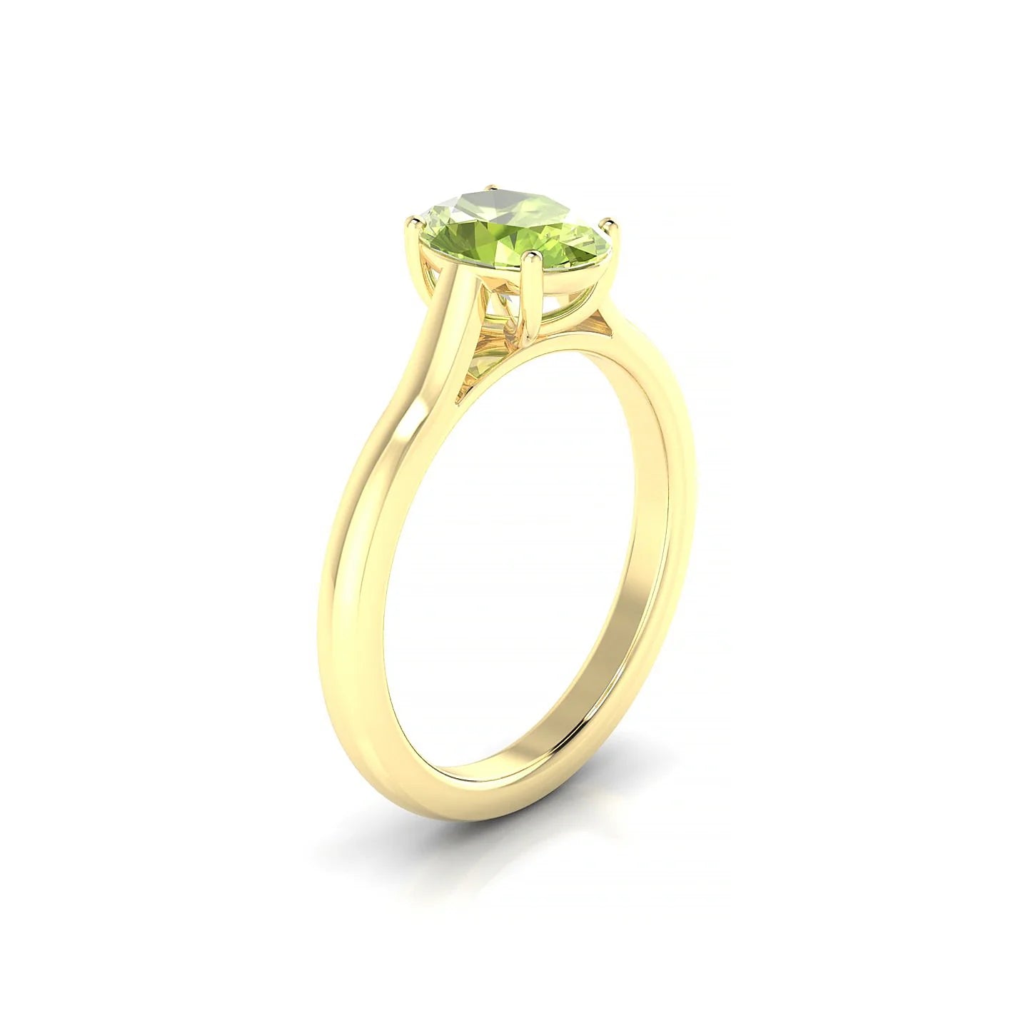 Cathedral | 18k Yellow Gold 8 x 6 mm Oval Peridot Ring