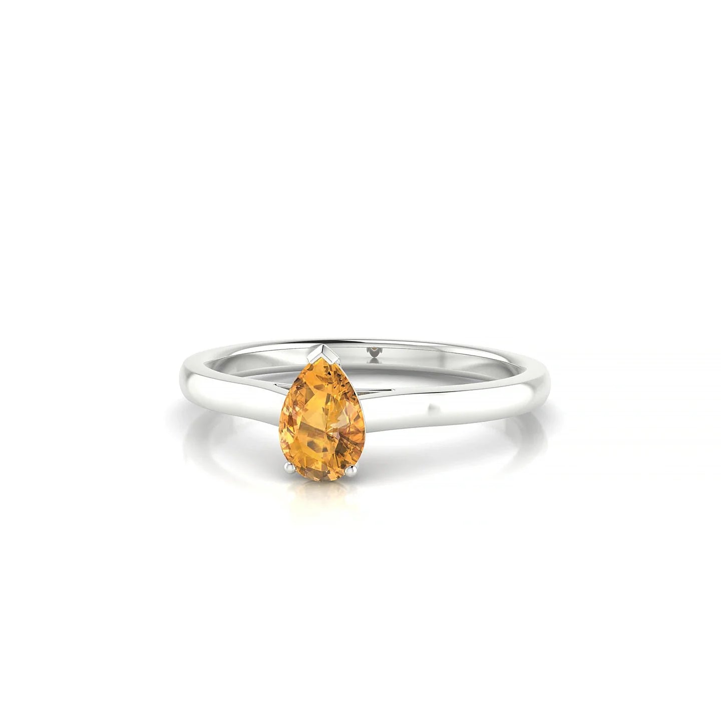 Cathedral | 18k White Gold 6 x 4 mm Pear Citrine Ring