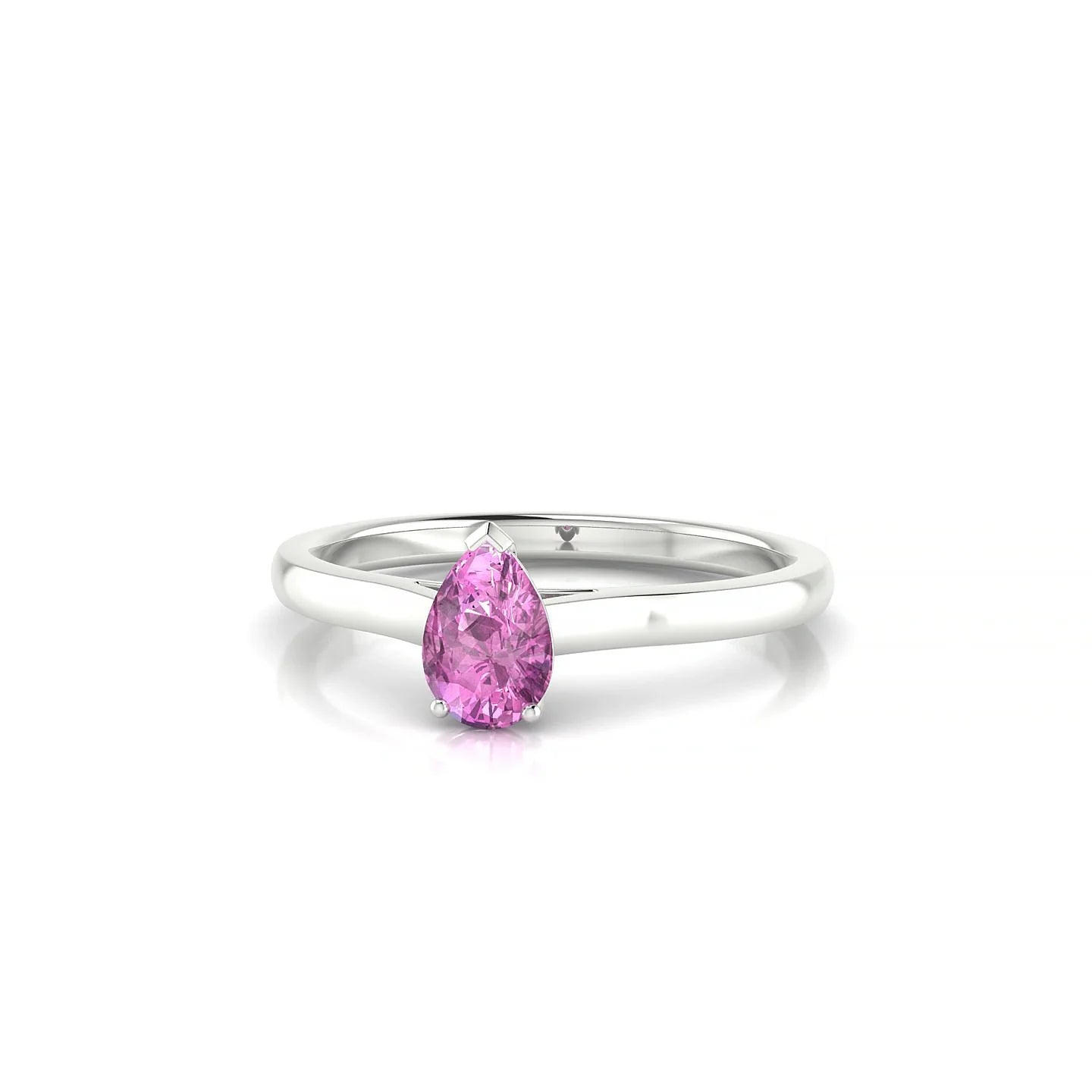 Cathedral | 18k White Gold 6 x 4 mm Pear Pink Sapphire Ring