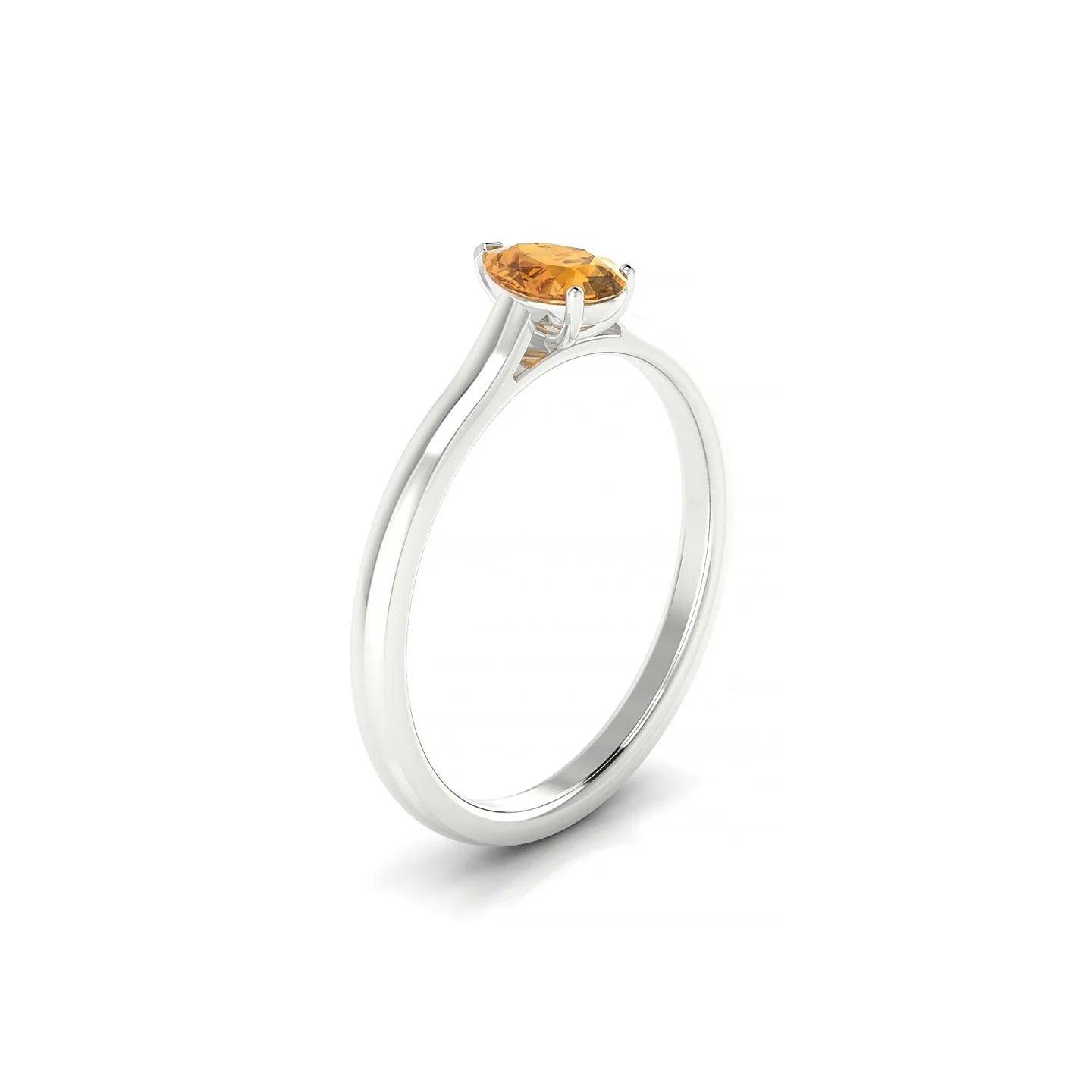 Cathedral | 18k White Gold 6 x 4 mm Pear Citrine Ring
