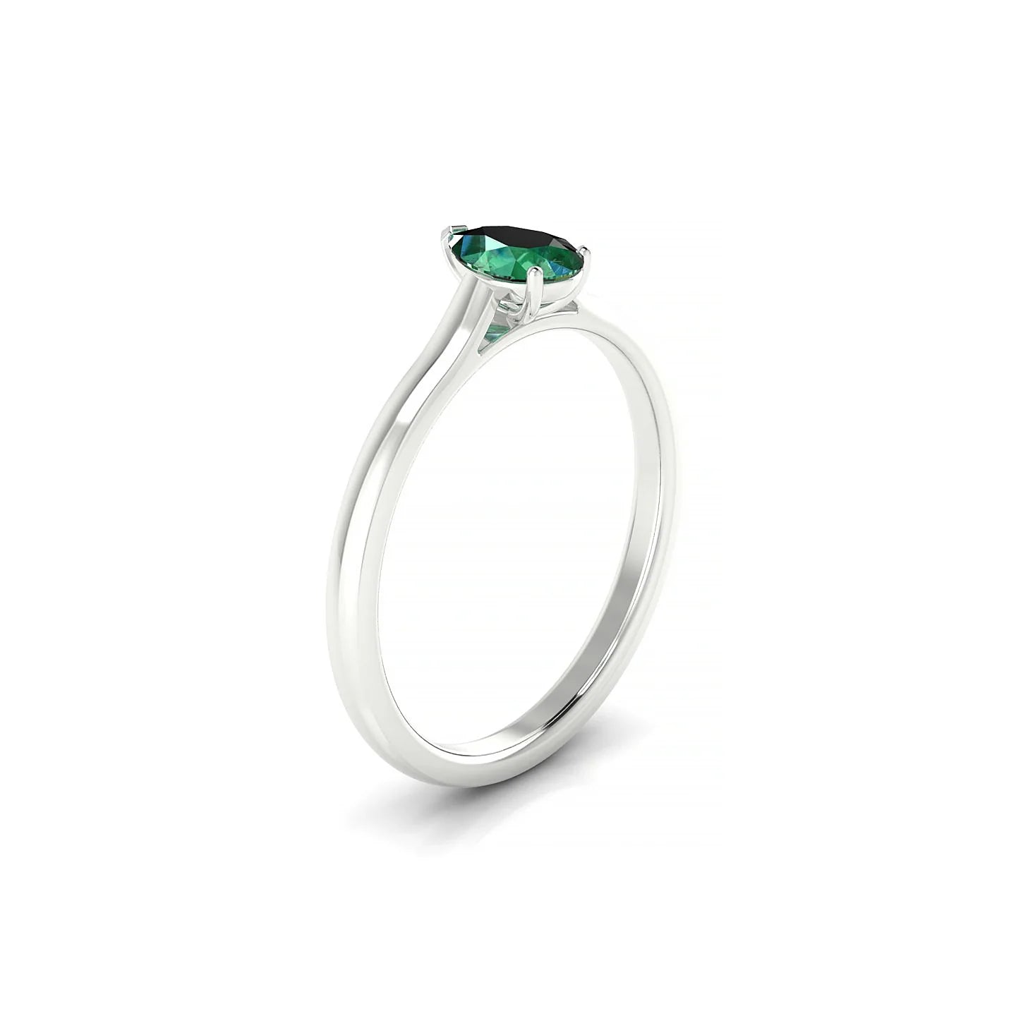 Cathedral | 18k White Gold 6 x 4 mm Pear Emerald Ring