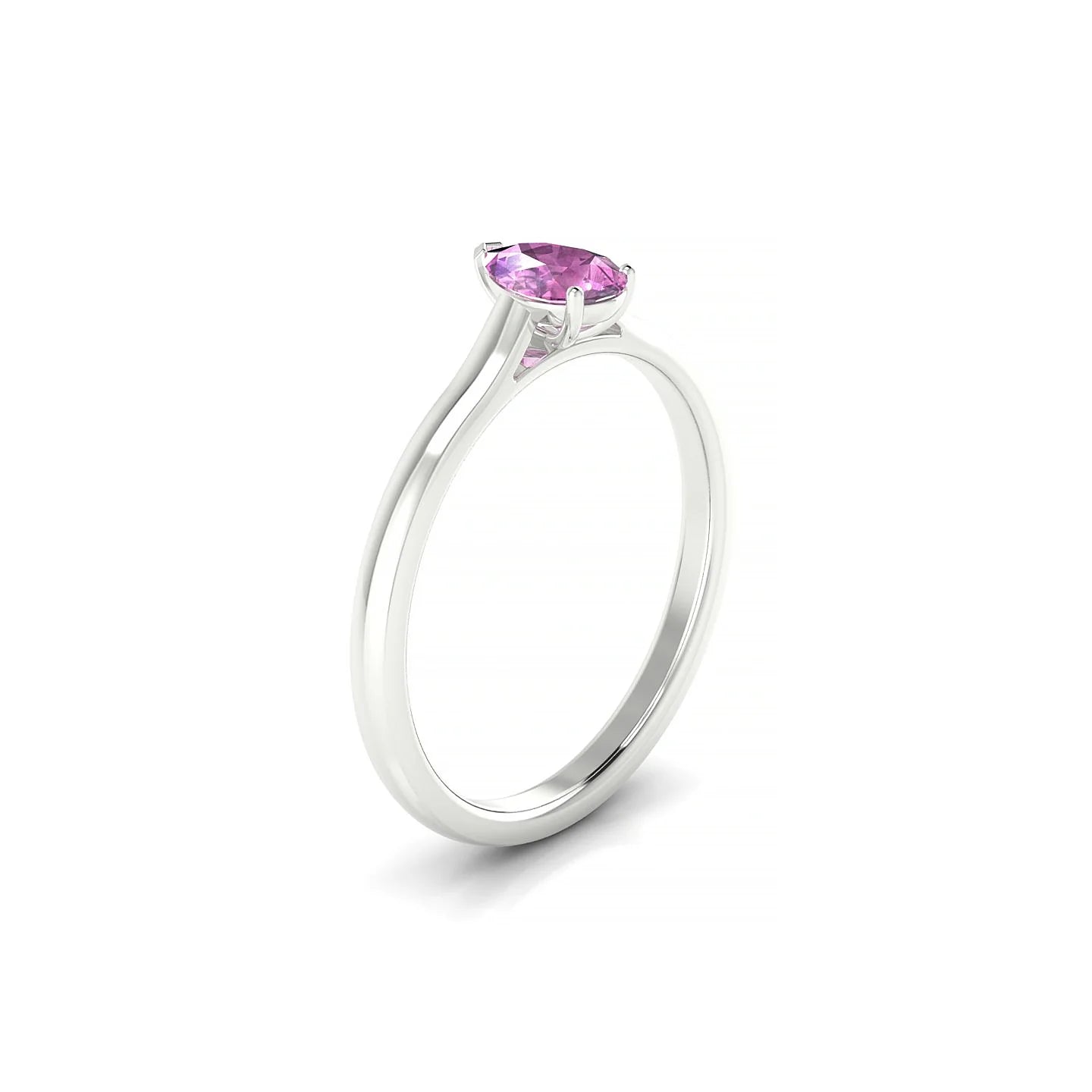Cathedral | 18k White Gold 6 x 4 mm Pear Pink Sapphire Ring