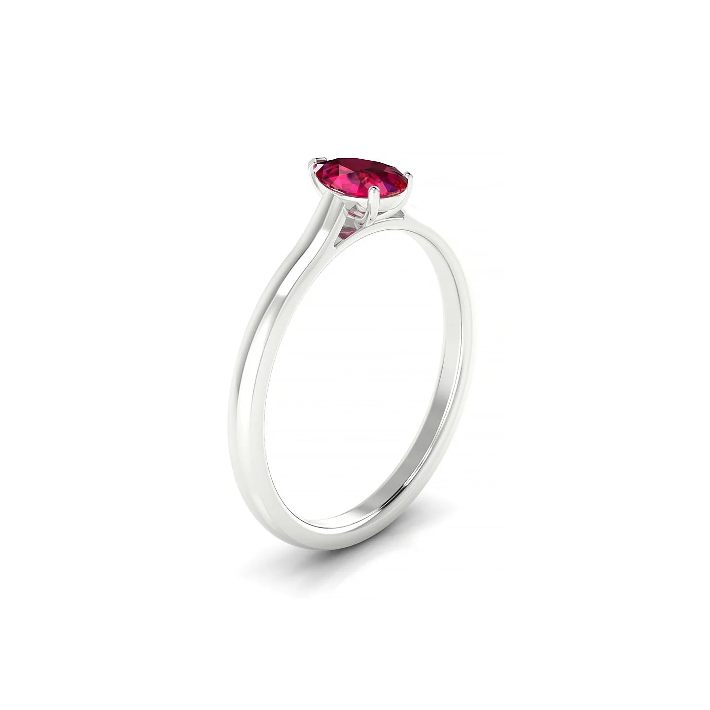 Cathedral | 18k White Gold 6 x 4 mm Pear Ruby Ring