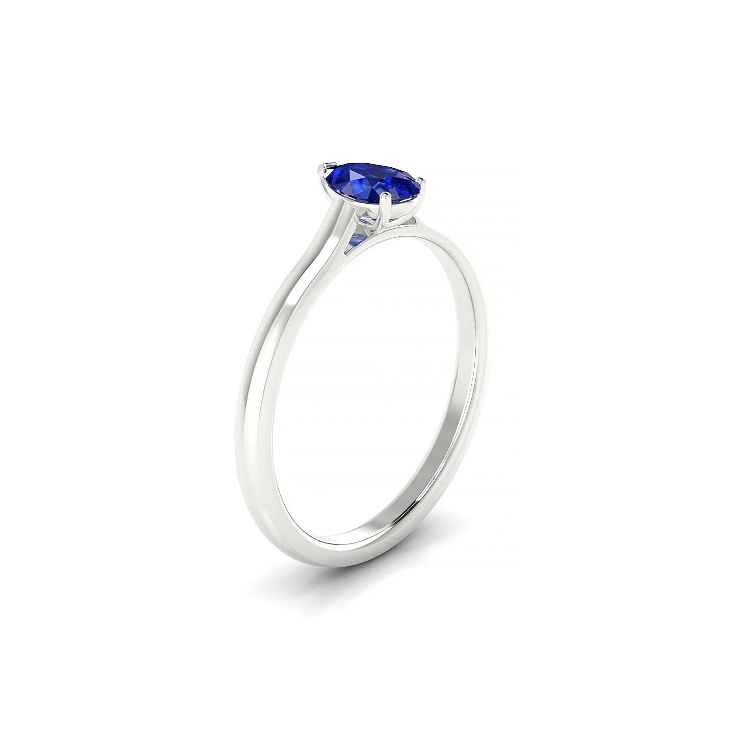 Cathedral | 18k White Gold 6 x 4 mm Pear Sapphire Ring