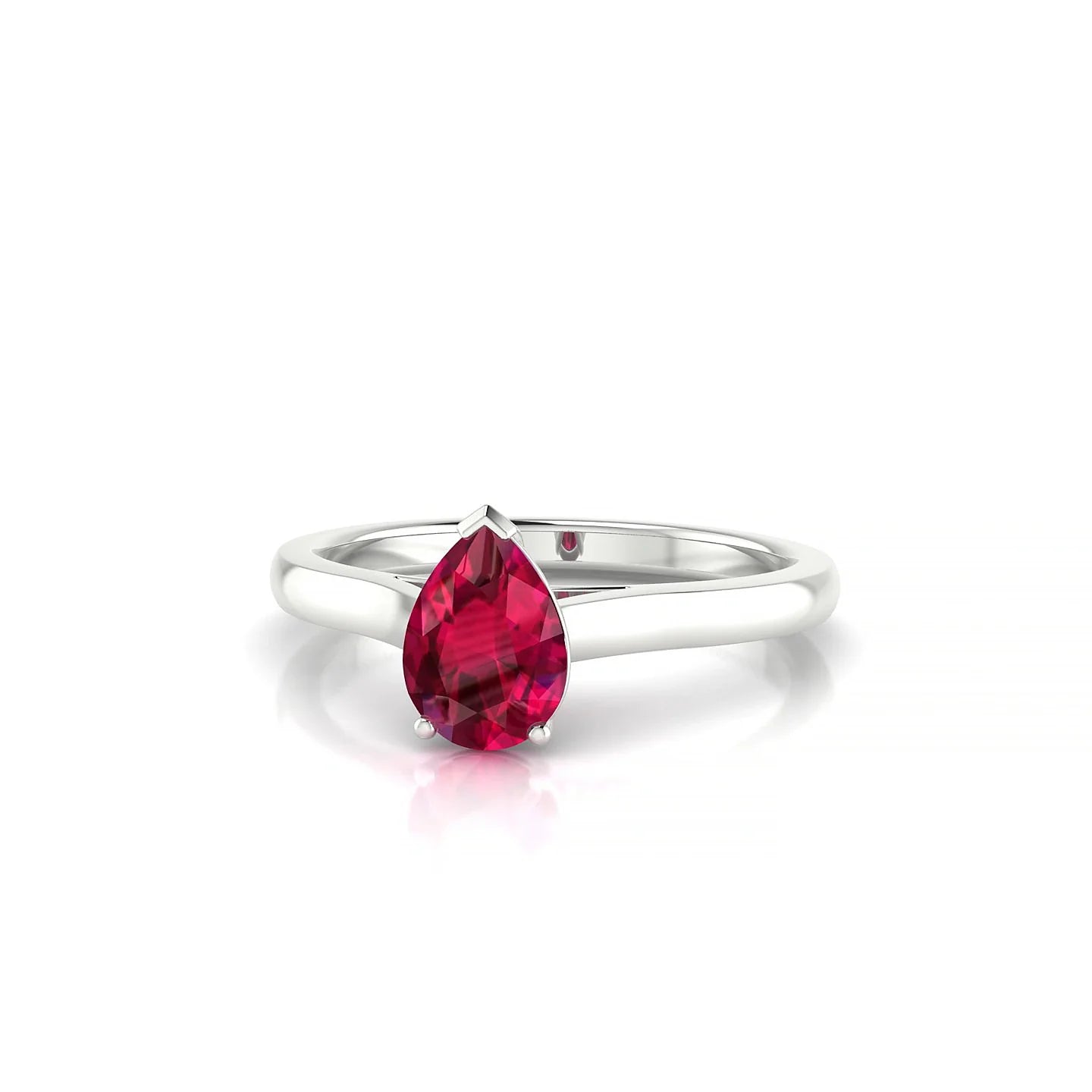 Cathedral | 18k White Gold 7 x 5 mm Pear Ruby Ring