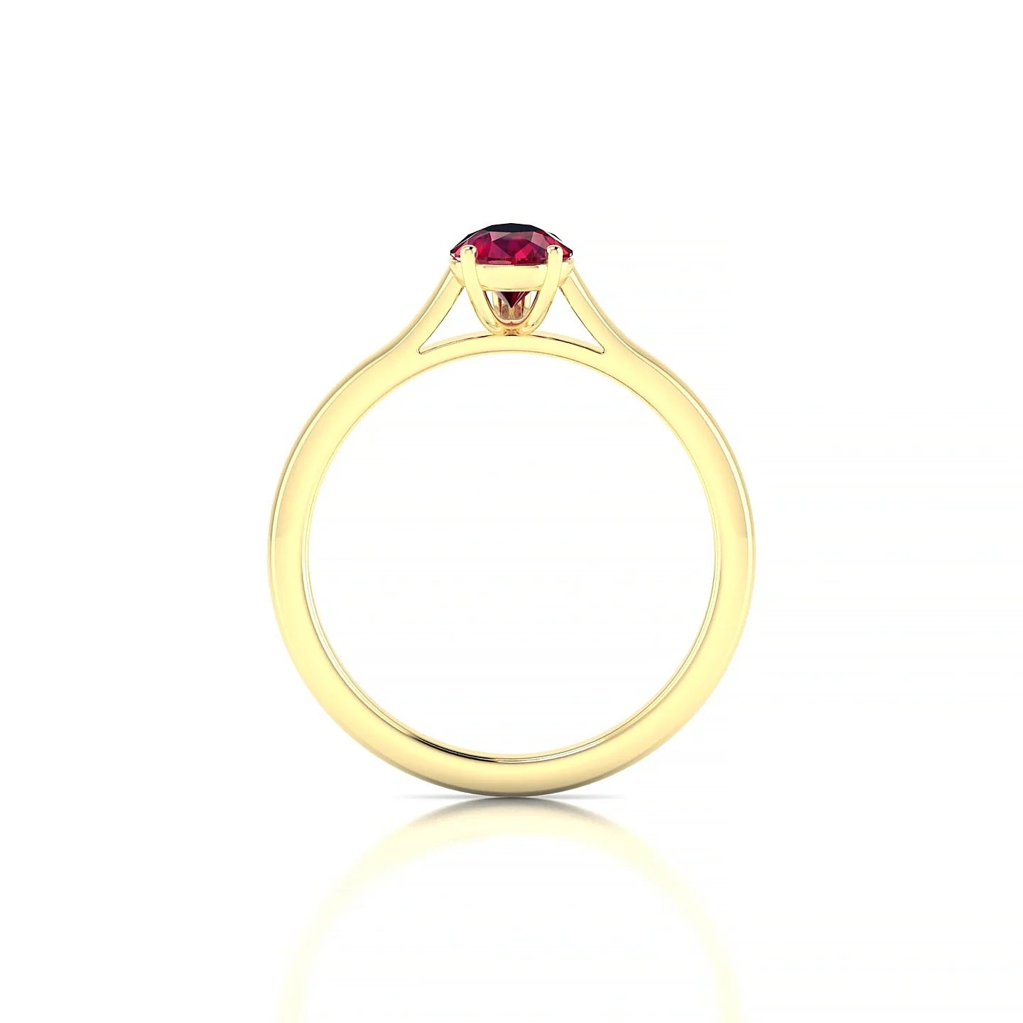 Cathedral | 18k Yellow Gold 7 x 5 mm Pear Ruby Ring