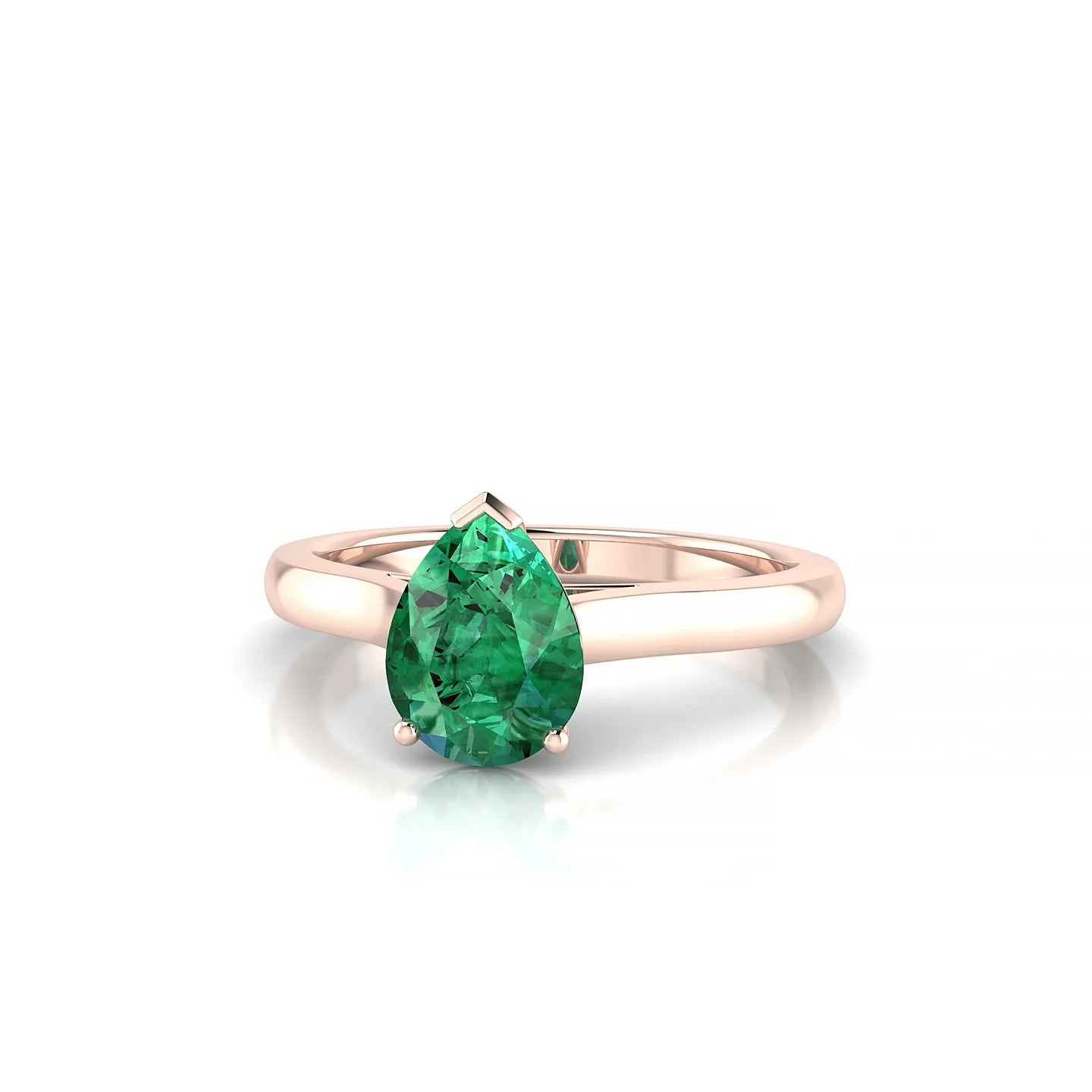Cathedral | 18k Rose Gold 8 x 6 mm Pear Emerald Ring
