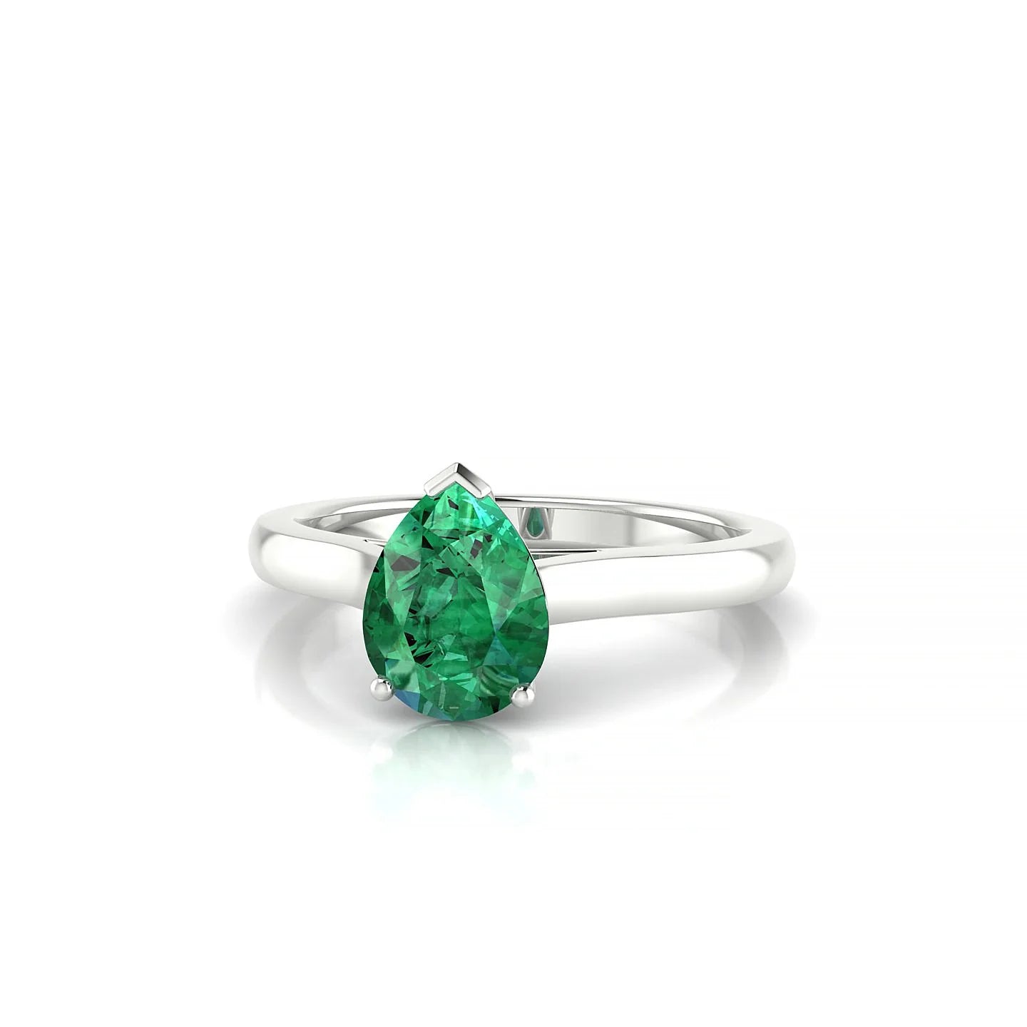 Cathedral | 18k White Gold 8 x 6 mm Pear Emerald Ring