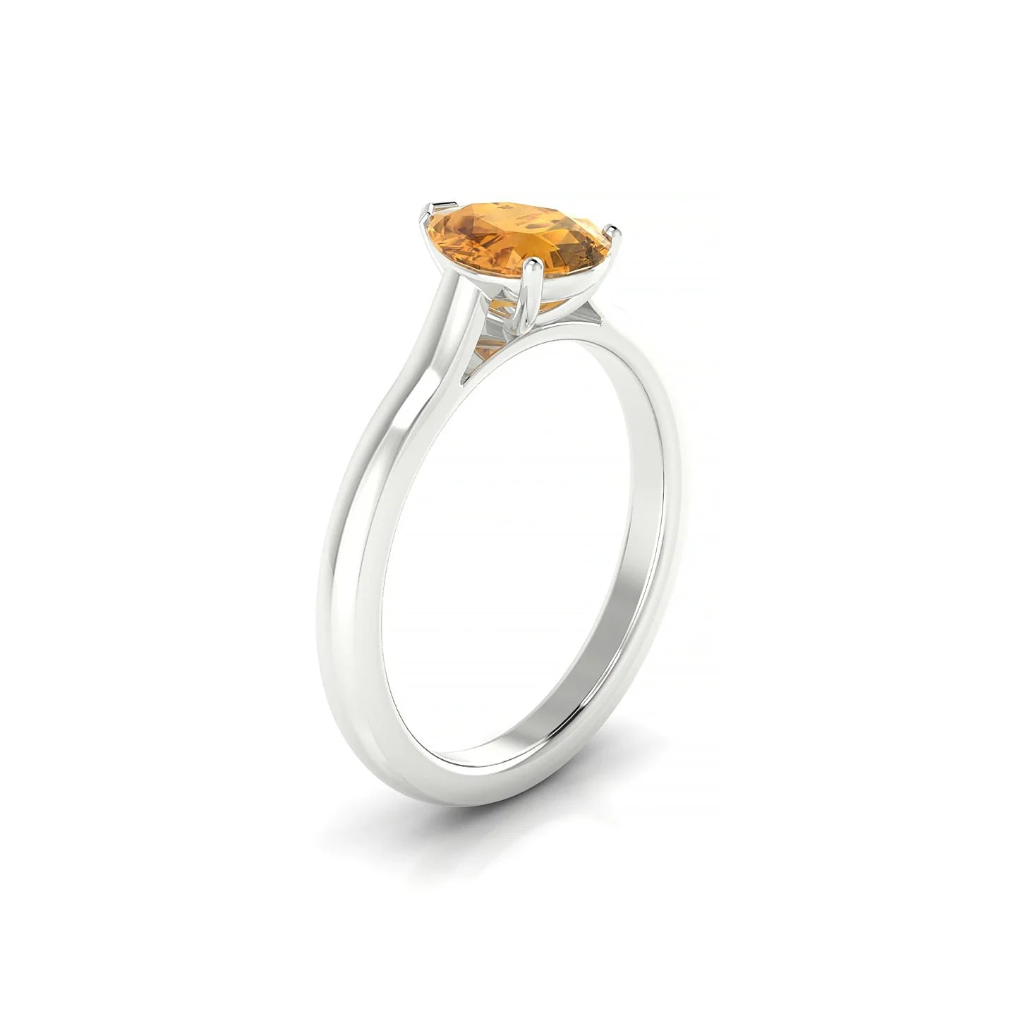 Cathedral | 18k White Gold 8 x 6 mm Pear Citrine Ring
