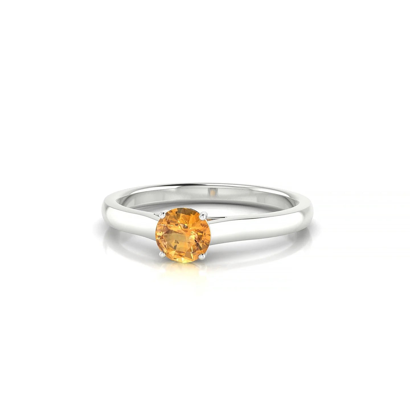 Cathedral | 18k White Gold 4.5 mm Round Citrine Ring