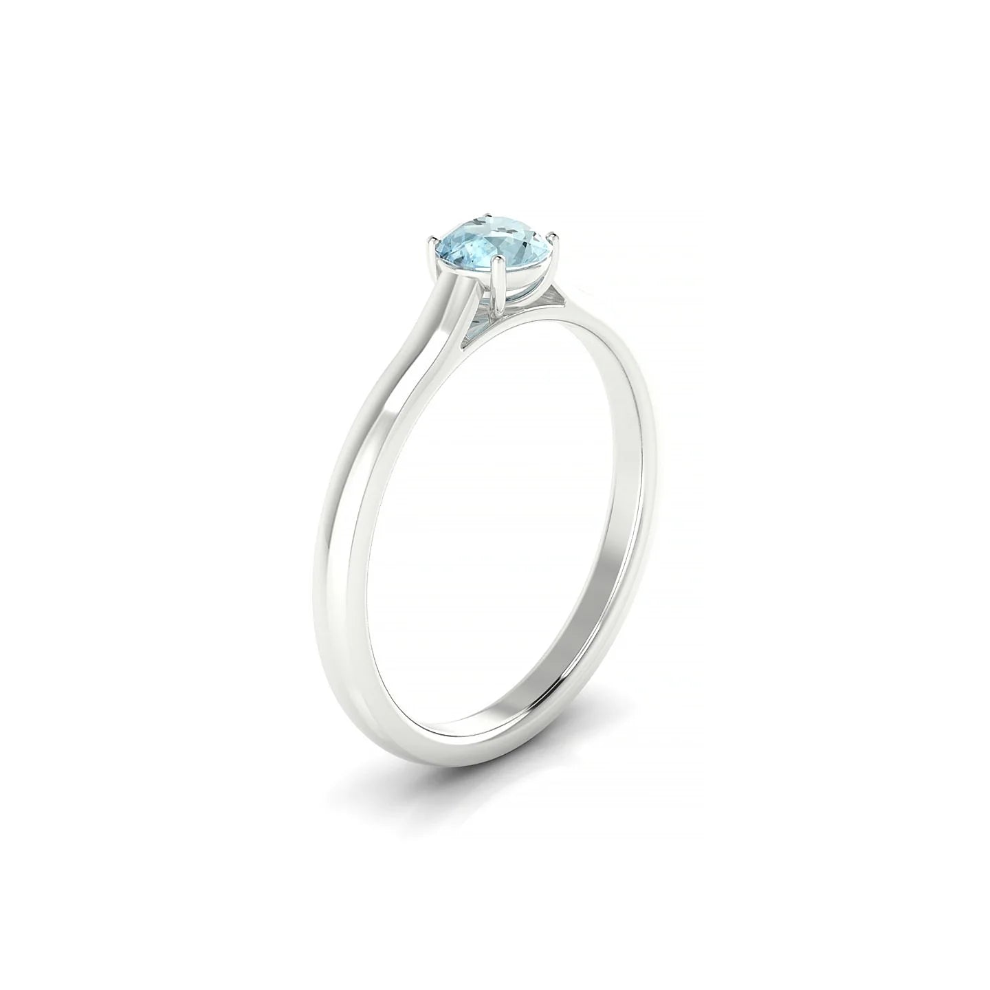 Cathedral | 18k White Gold 4.5 mm Round Aquamarine Ring