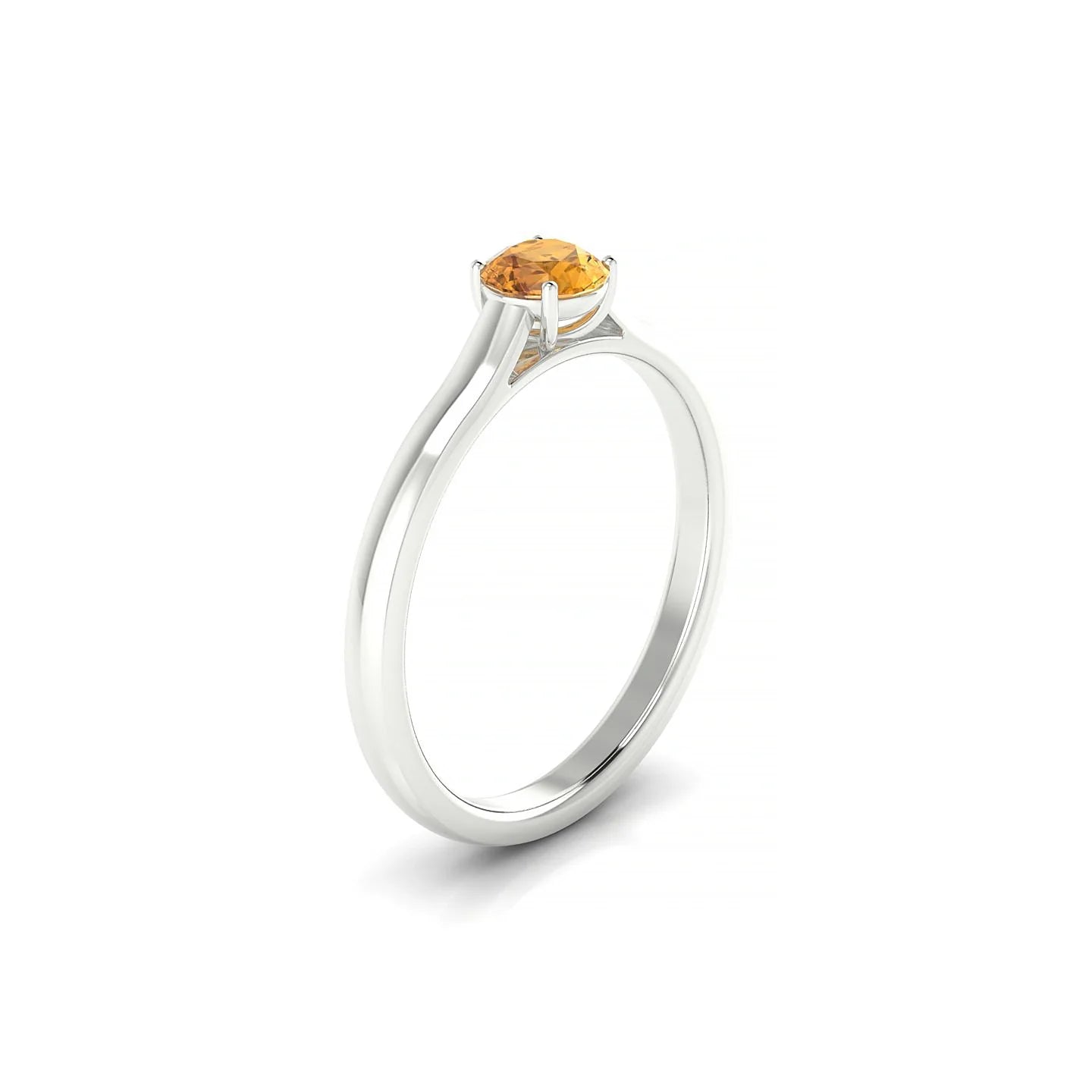 Cathedral | 18k White Gold 4.5 mm Round Citrine Ring