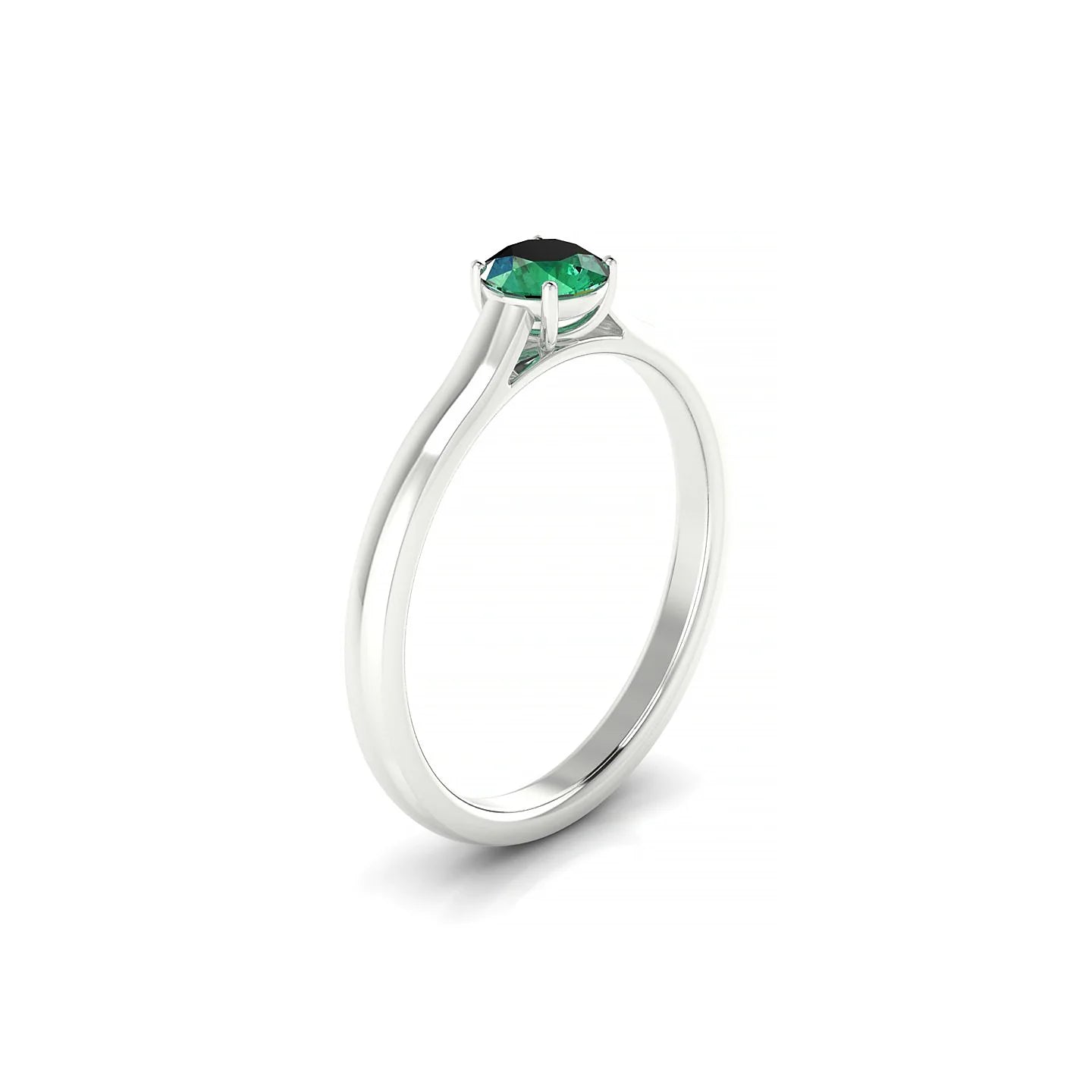 Cathedral | 18k White Gold 4.5 mm Round Emerald Ring