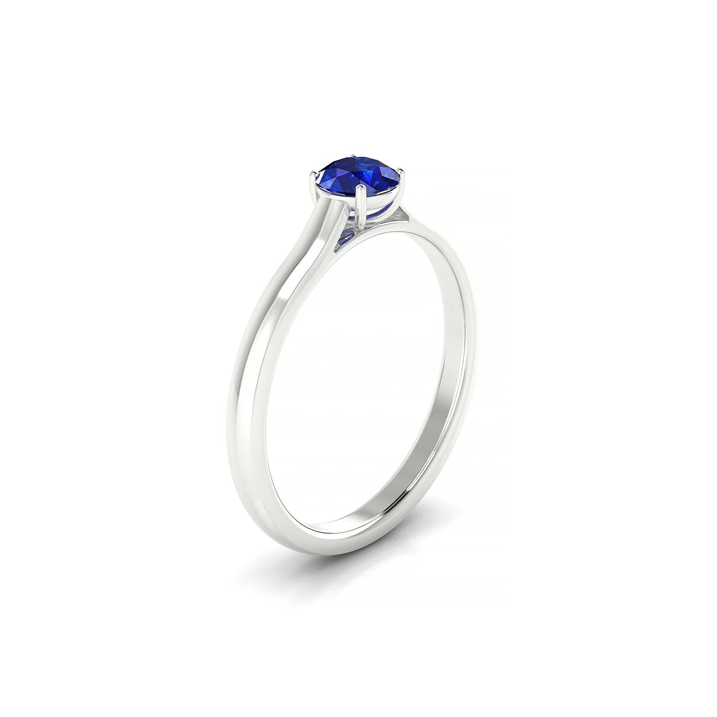 Cathedral | 18k White Gold 4.5 mm Round Sapphire Ring