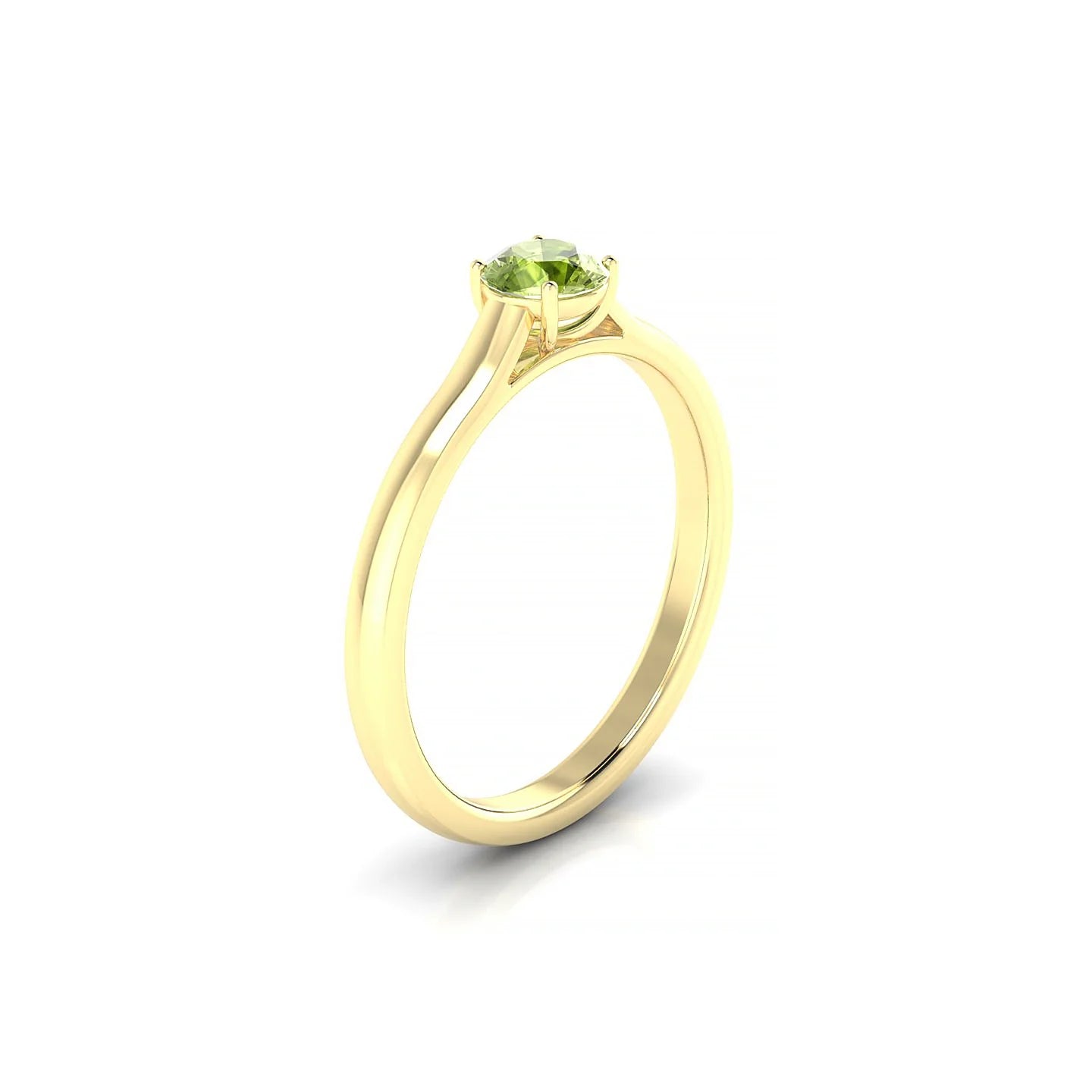 Cathedral | 18k Yellow Gold 4.5 mm Round Peridot Ring