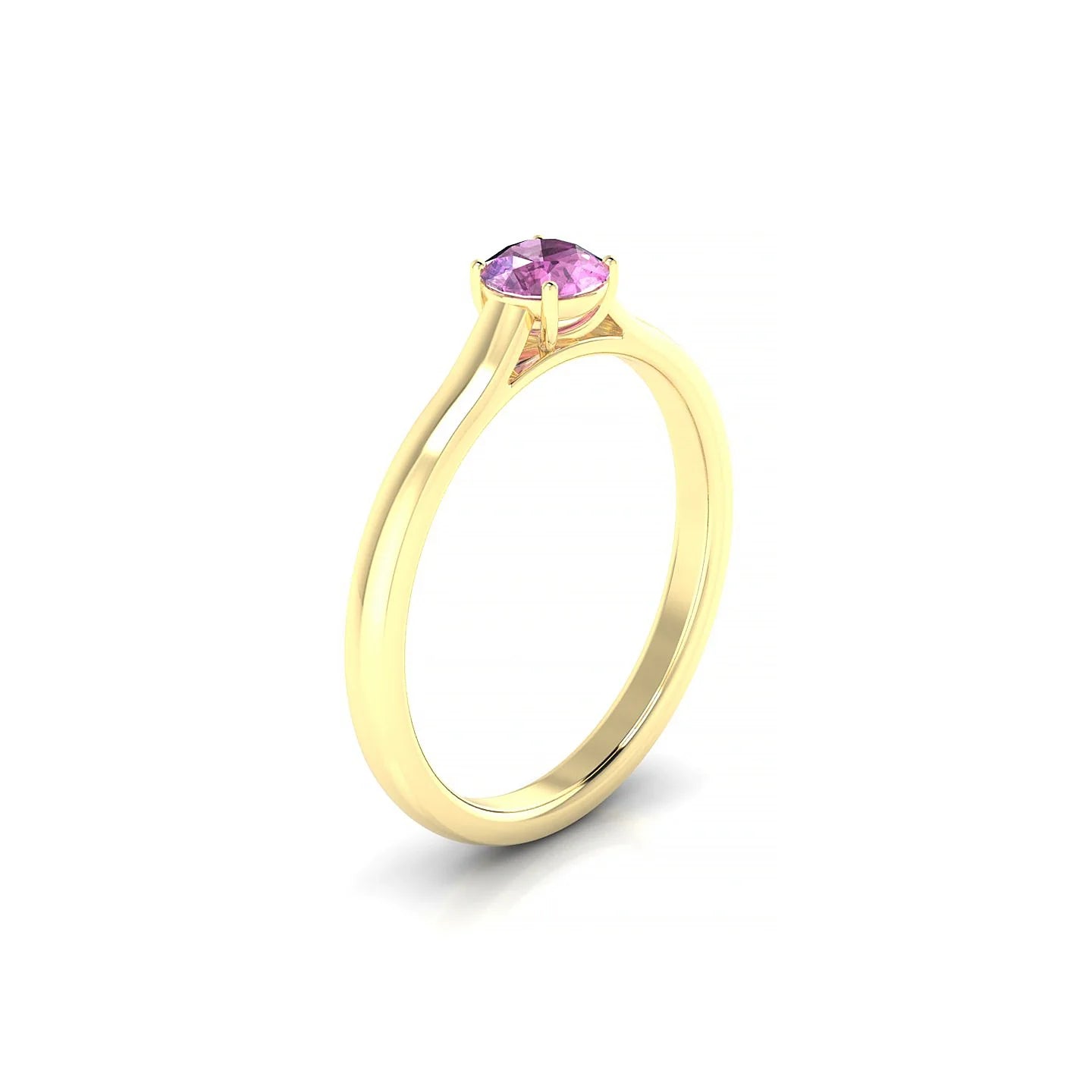 Cathedral | 18k Yellow Gold 4.5 mm Round Pink Sapphire Ring