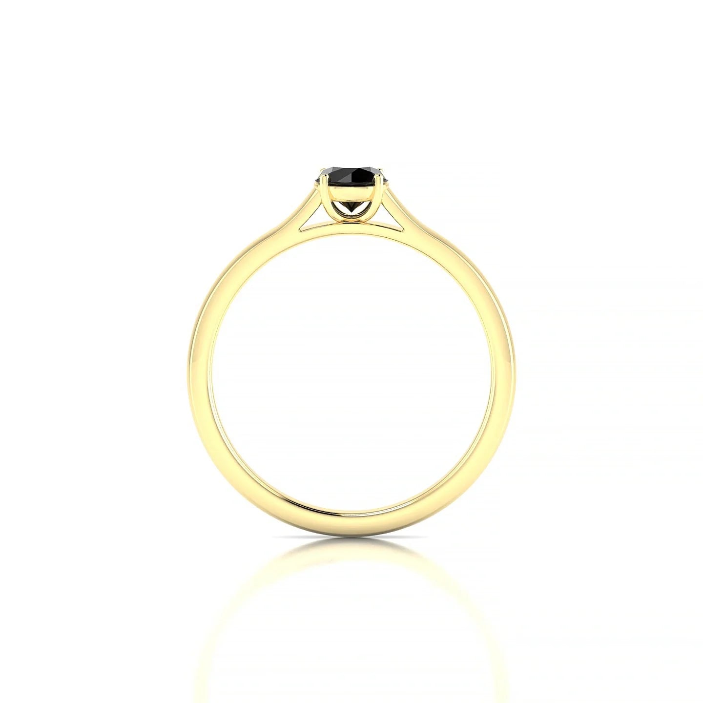 Cathedral | 18k Yellow Gold 4.5 mm Round Black Diamond Ring