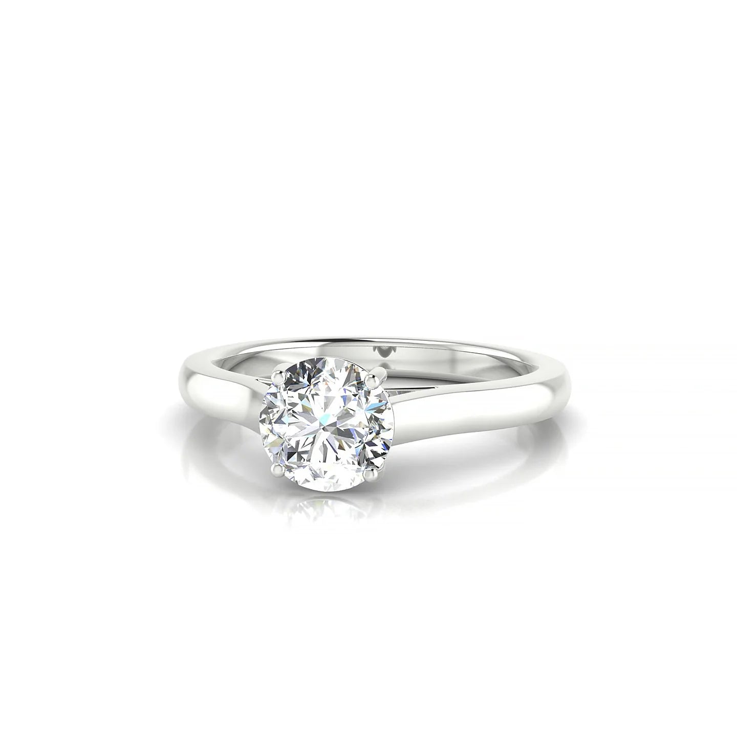 Cathedral | 18k White Gold 5.7 mm Round Diamond Ring