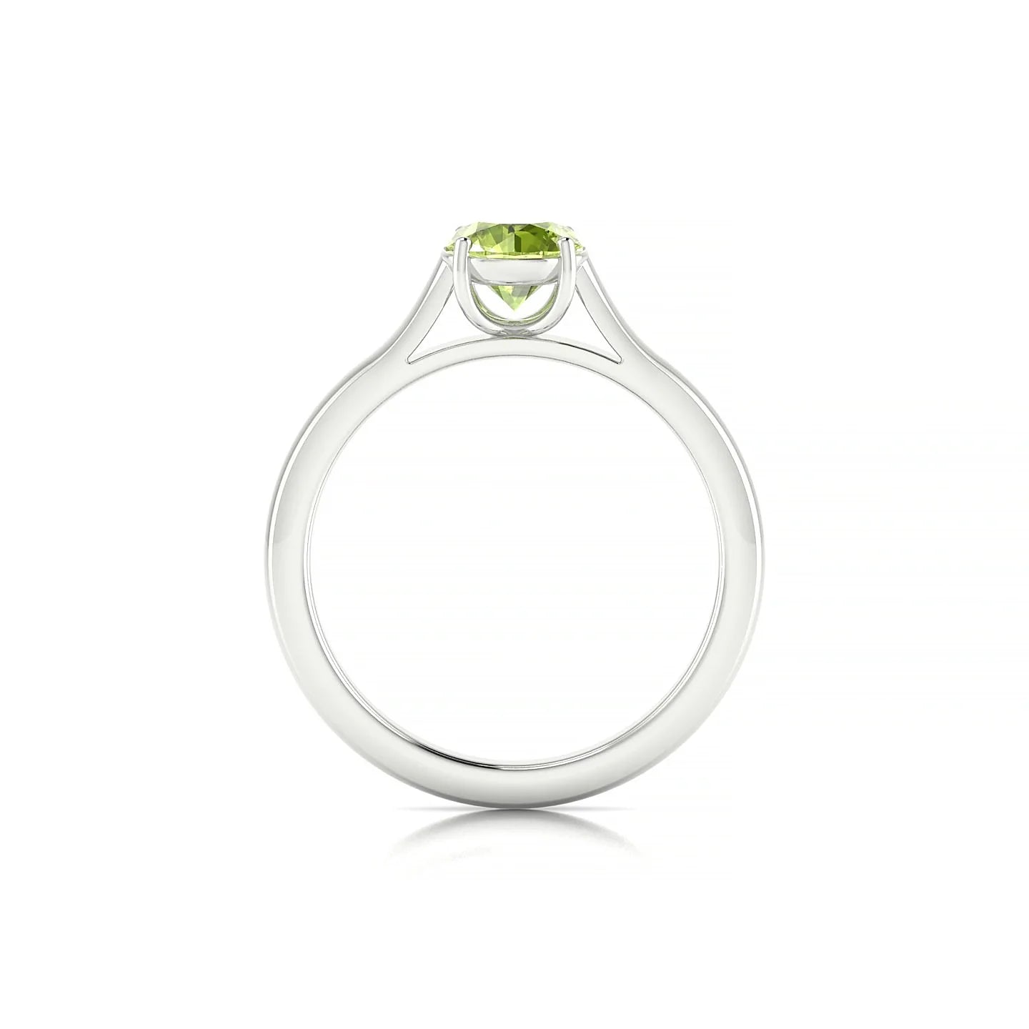 Cathedral | 18k White Gold 6 mm Round Peridot Ring
