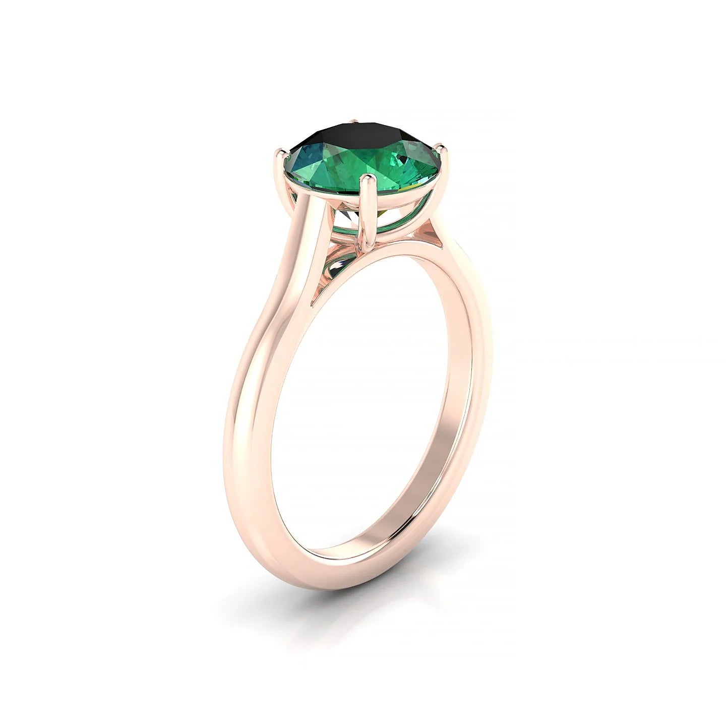 Cathedral | 18k Rose Gold 8 mm Round Emerald Ring