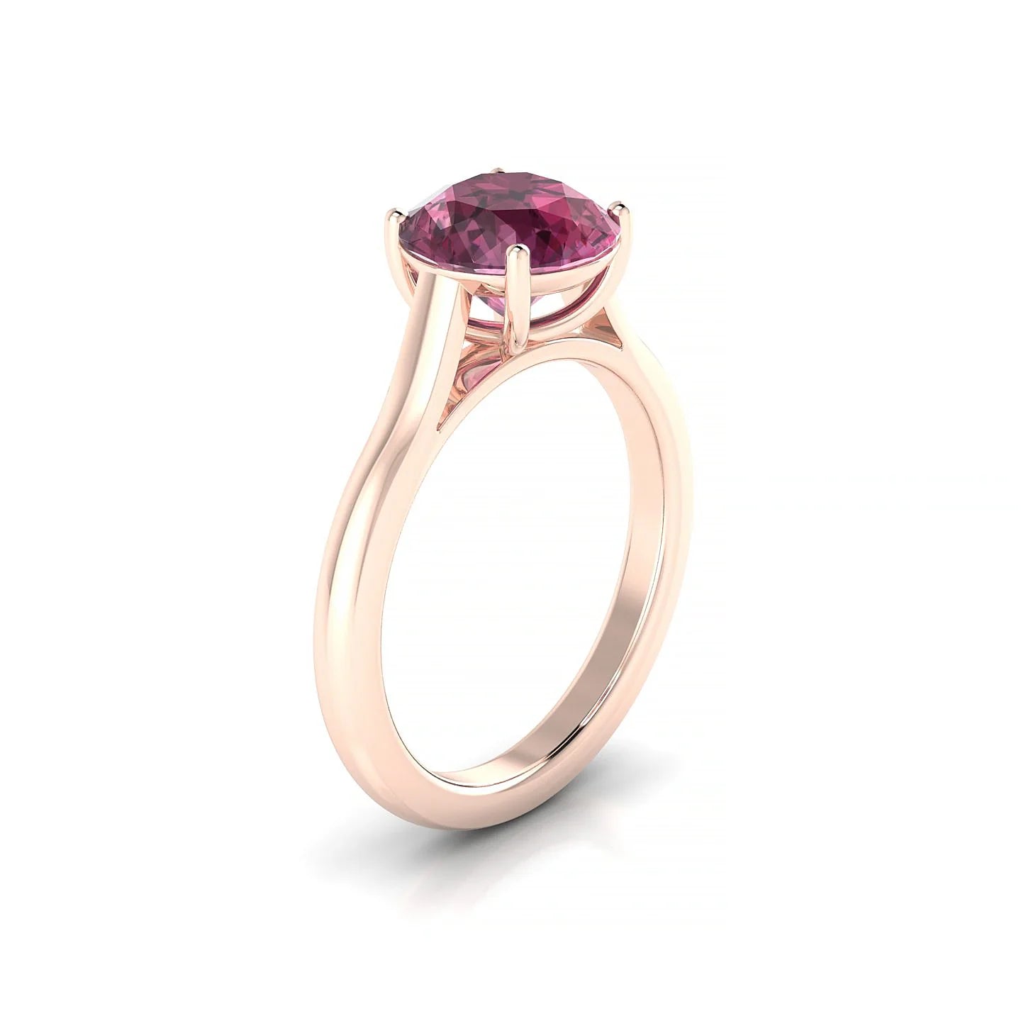 Cathedral | 18k Rose Gold 8 mm Round Rhodolite Ring