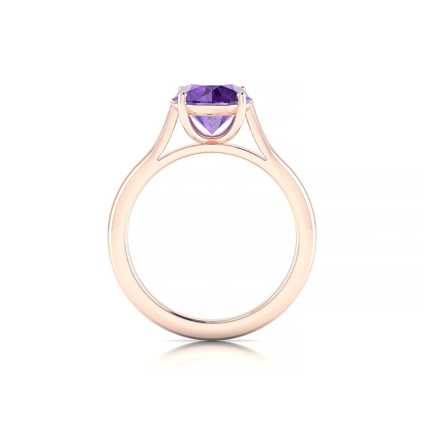 Cathedral | 18k Rose Gold 8 mm Round Amethyst Ring