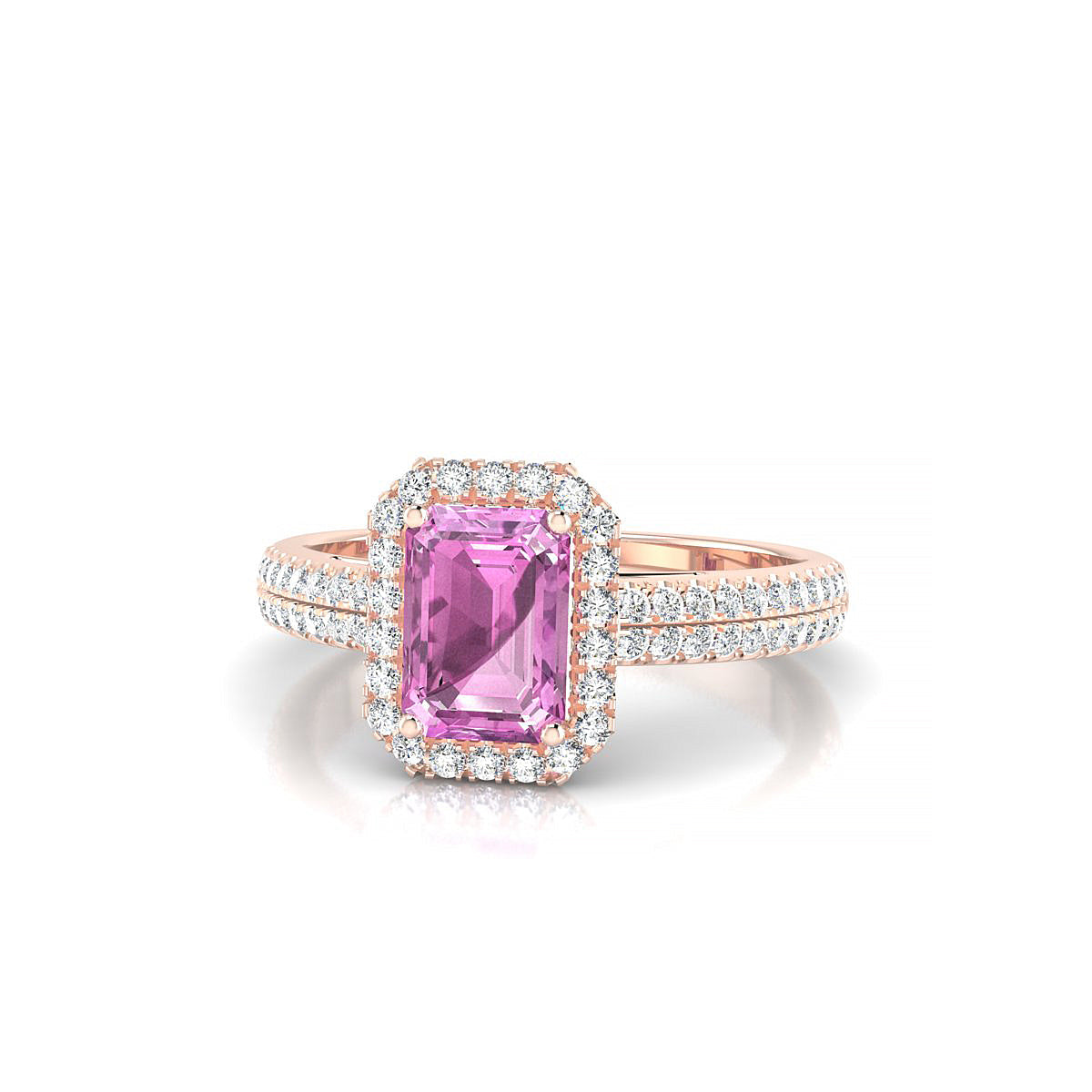 Celeste | 18k Rose Gold 7 x 5 mm Emerald Pink Sapphire Ring