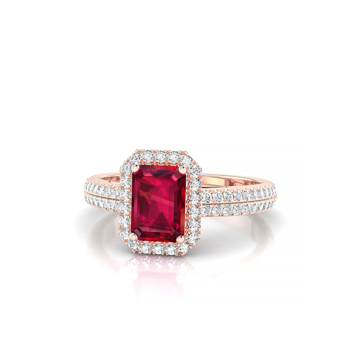 Celeste | 18k Rose Gold 7 x 5 mm Emerald Ruby Ring