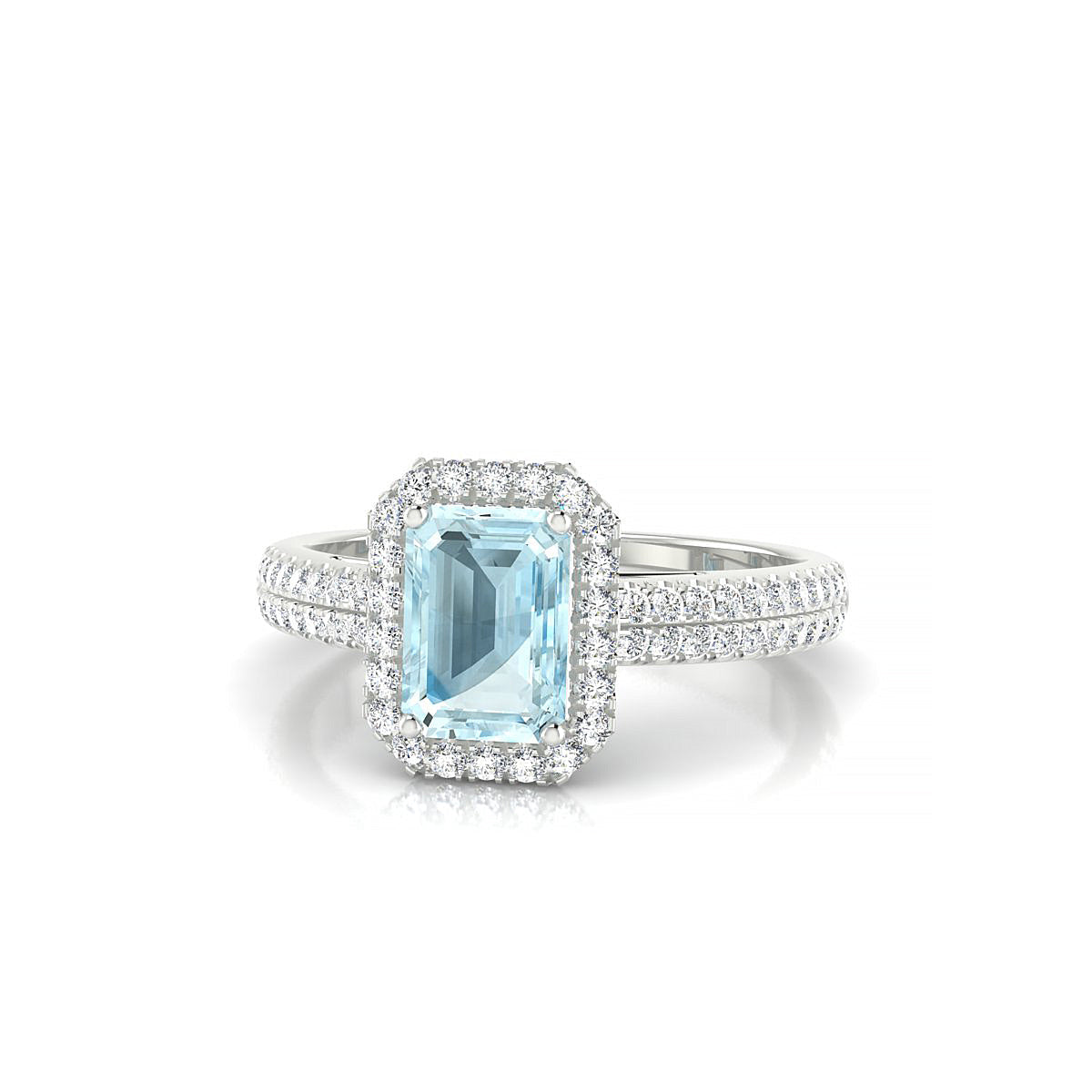 Celeste | 18k White Gold 7 x 5 mm Emerald Aquamarine Ring