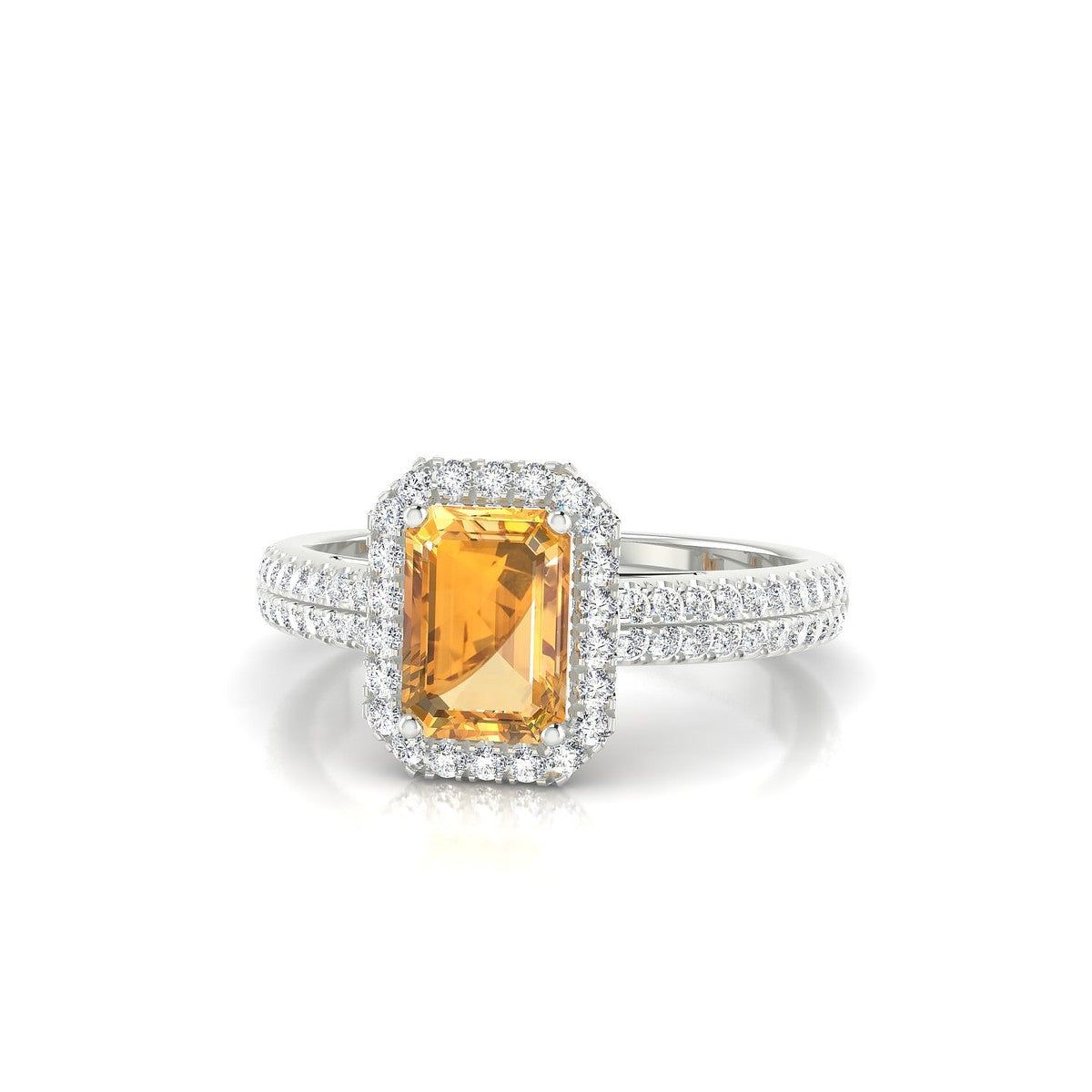 Celeste | 18k White Gold 7 x 5 mm Emerald Citrine Ring