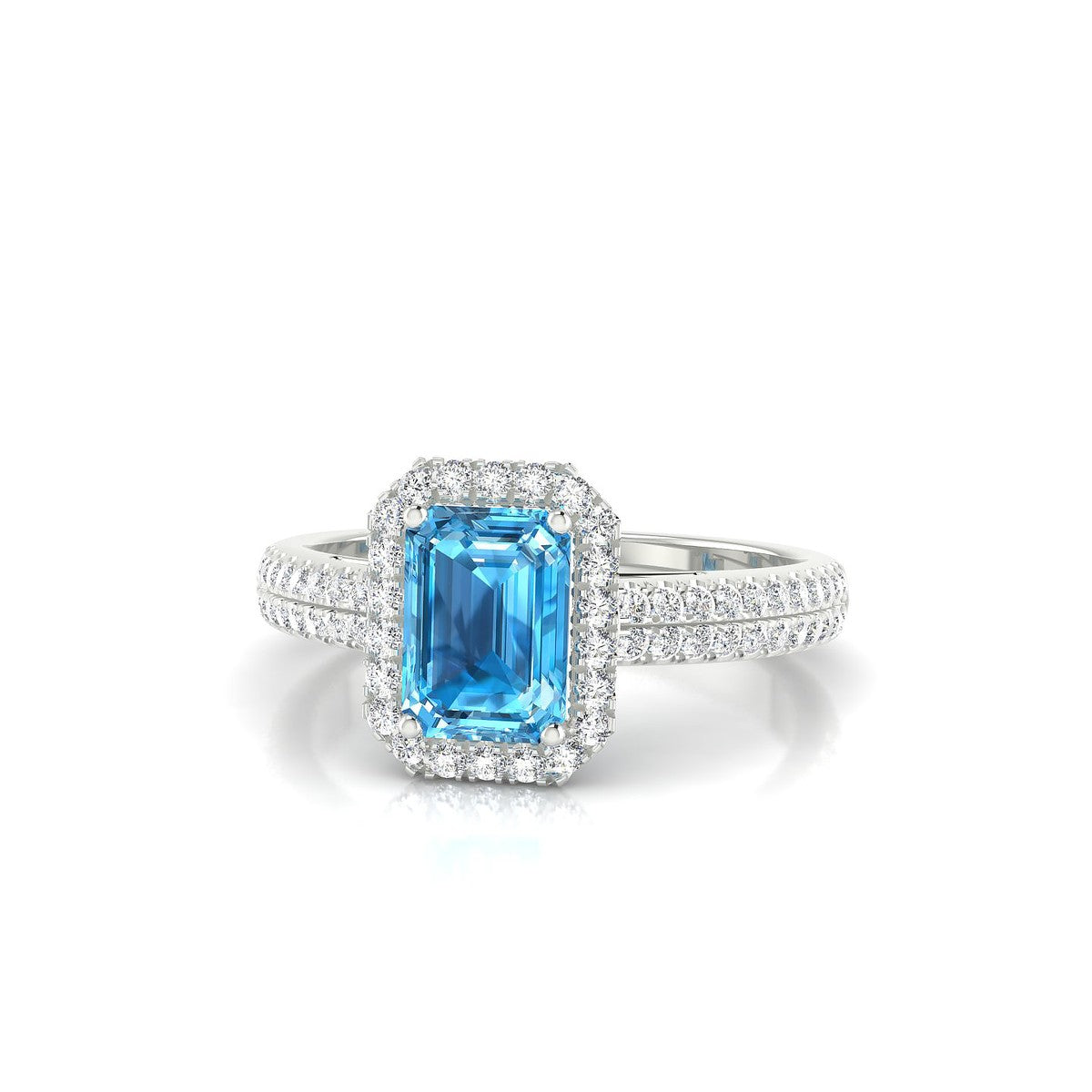Celeste | 18k White Gold 7 x 5 mm Emerald Topaz Ring