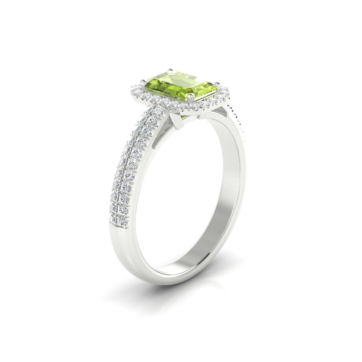Celeste | 18k White Gold 7 x 5 mm Emerald Peridot Ring