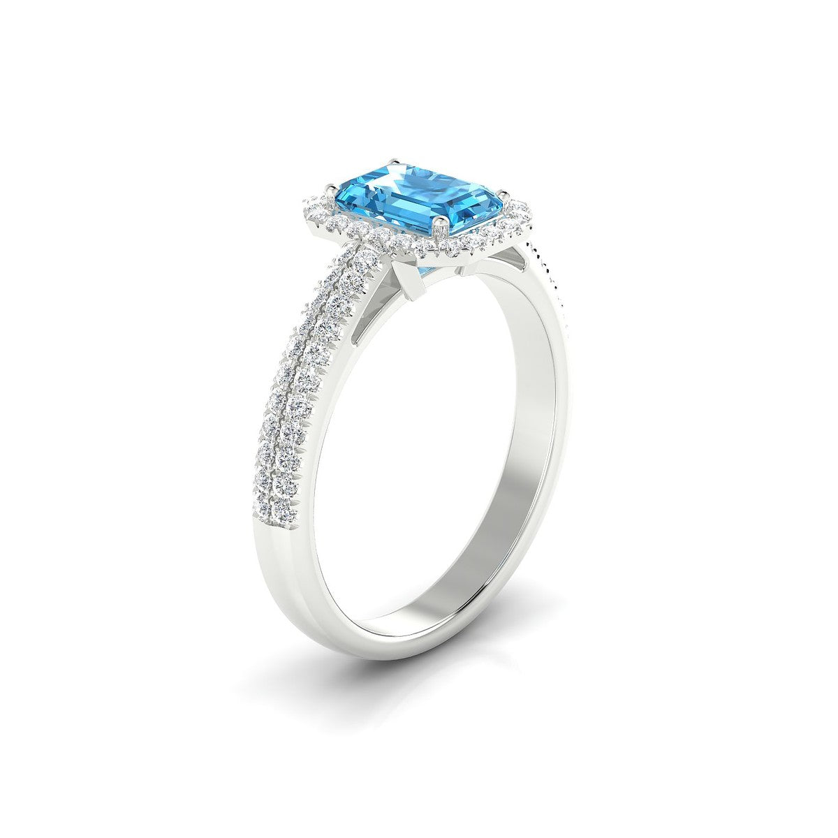 Celeste | 18k White Gold 7 x 5 mm Emerald Topaz Ring