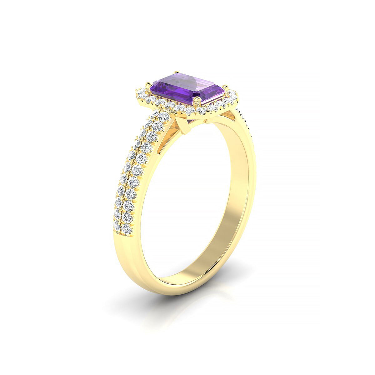 Celeste | 18k Yellow Gold 7 x 5 mm Emerald Amethyst Ring