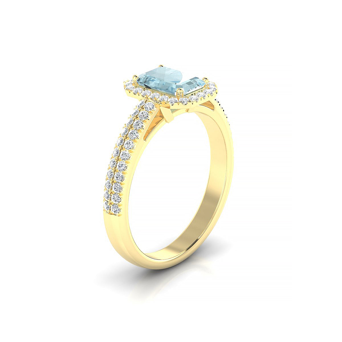 Celeste | 18k Yellow Gold 7 x 5 mm Emerald Aquamarine Ring