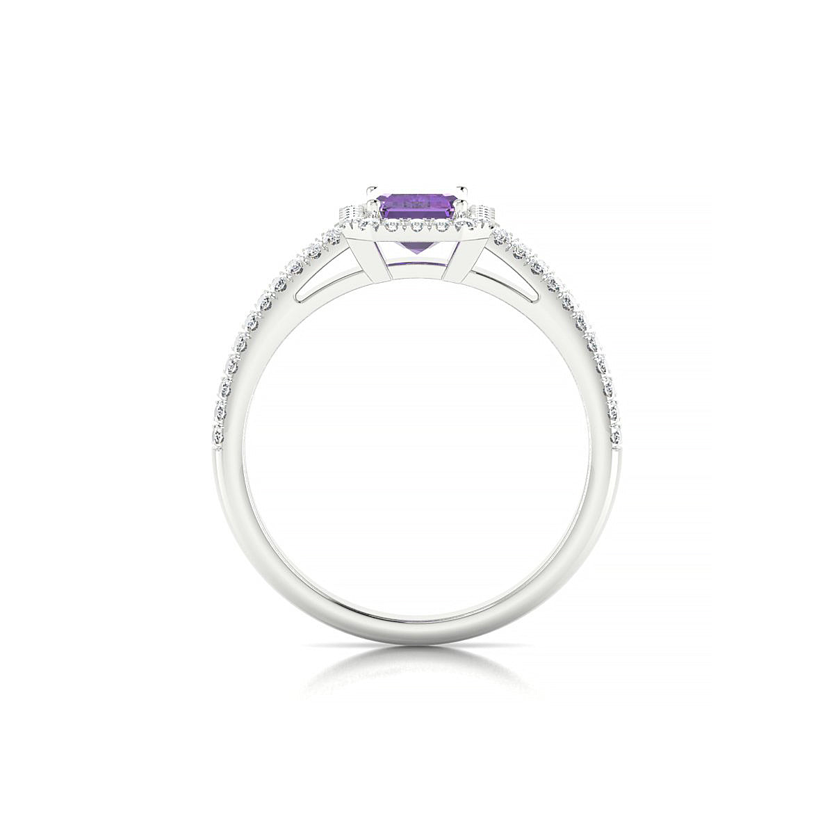 Celeste | 18k White Gold 7 x 5 mm Emerald Amethyst Ring