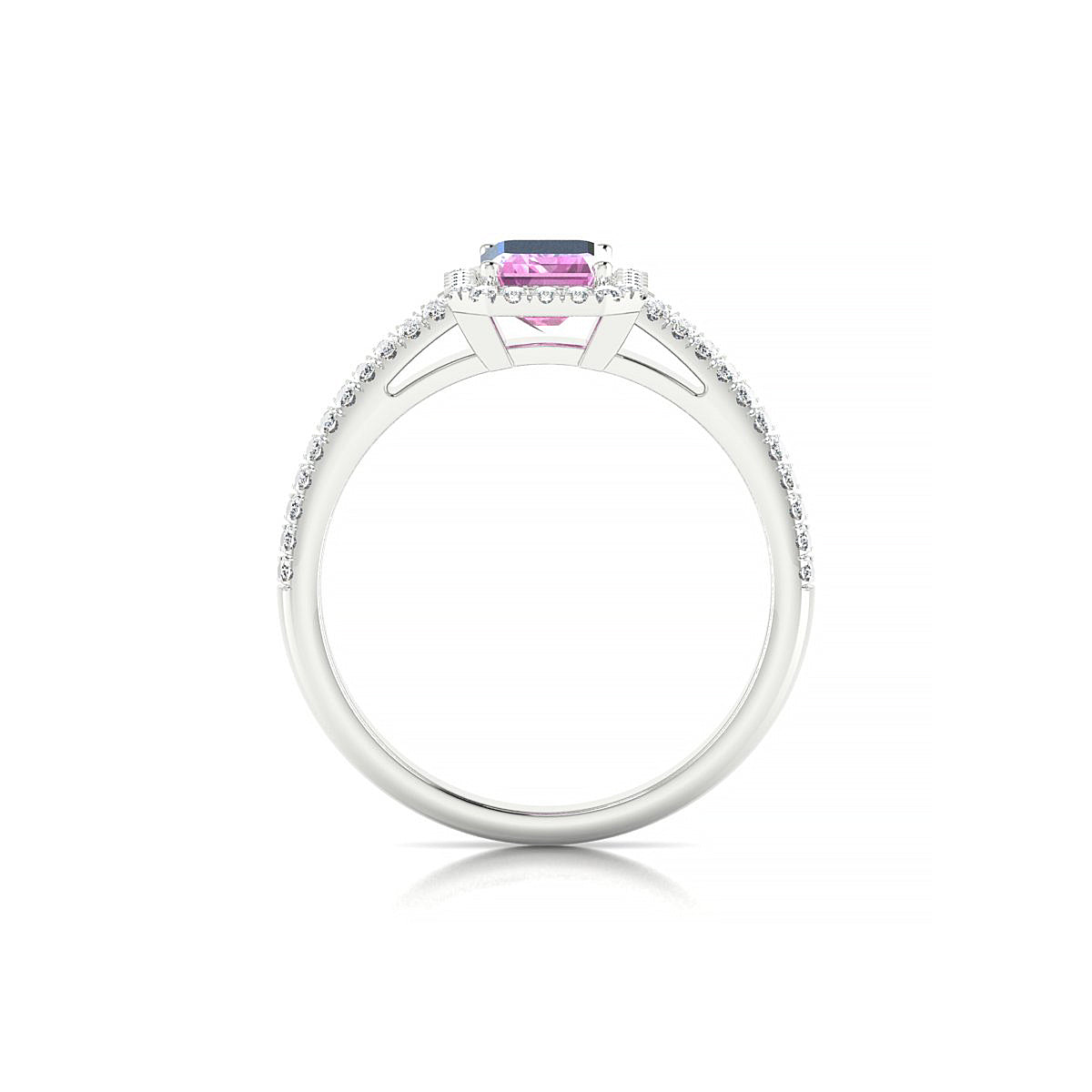 Celeste | 18k White Gold 7 x 5 mm Emerald Pink Sapphire Ring