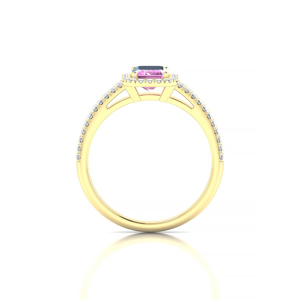 Celeste | 18k Yellow Gold 7 x 5 mm Emerald Pink Sapphire Ring