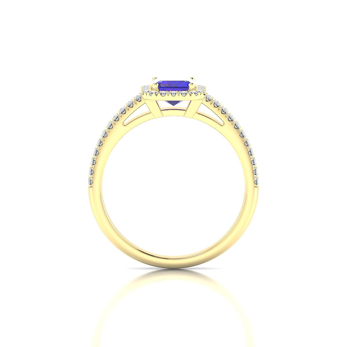 Celeste | 18k Yellow Gold 7 x 5 mm Emerald Tanzanite Ring