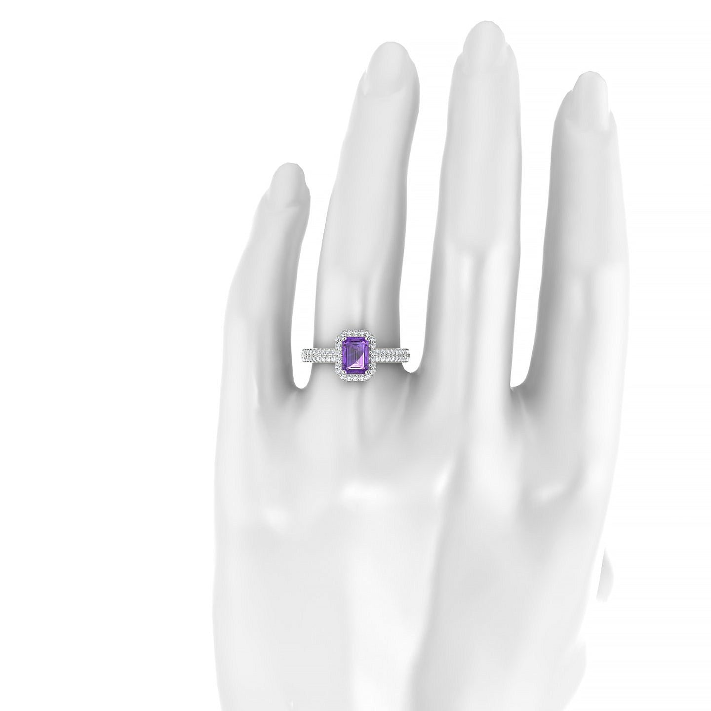 Celeste | 18k White Gold 7 x 5 mm Emerald Amethyst Ring