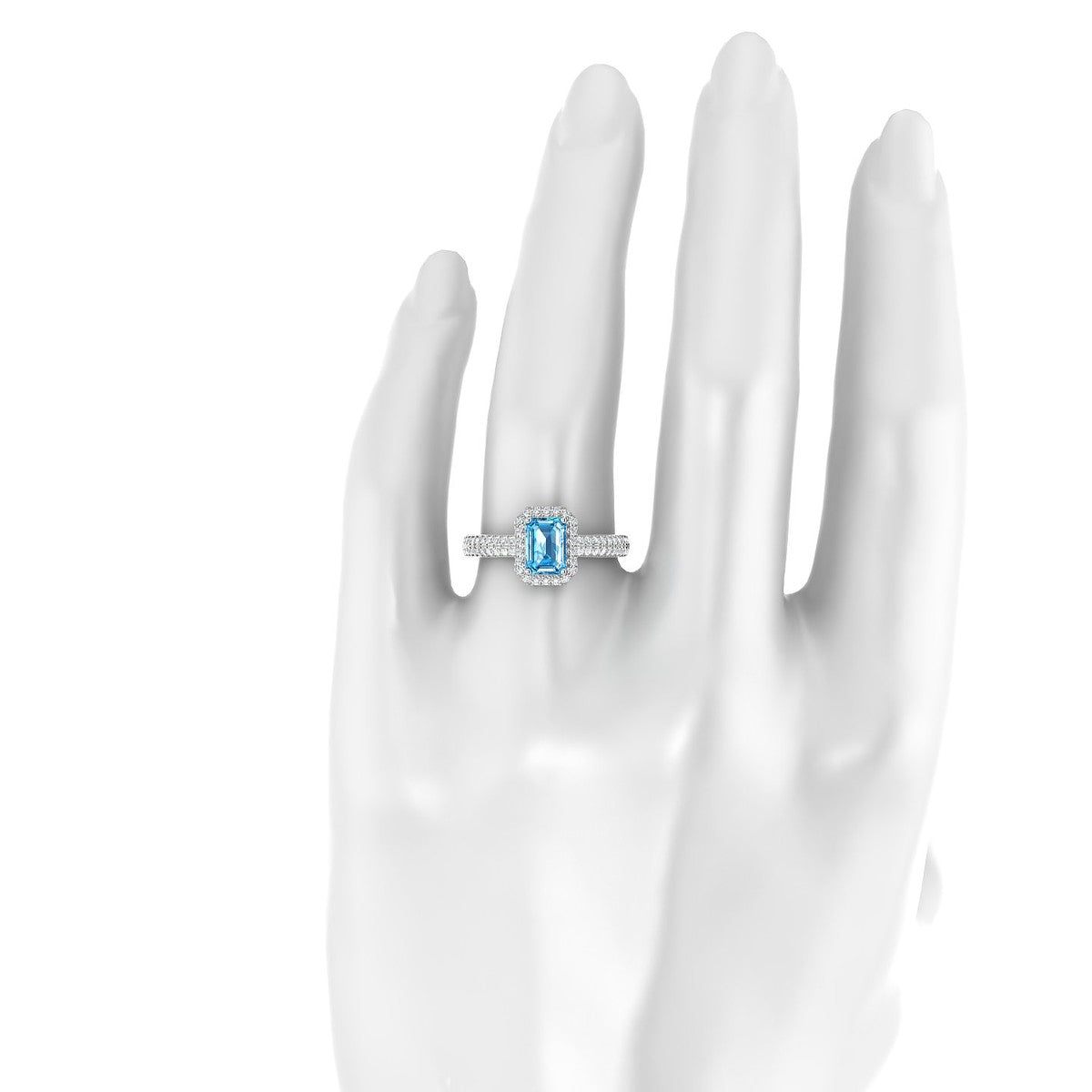 Celeste | 18k White Gold 7 x 5 mm Emerald Topaz Ring
