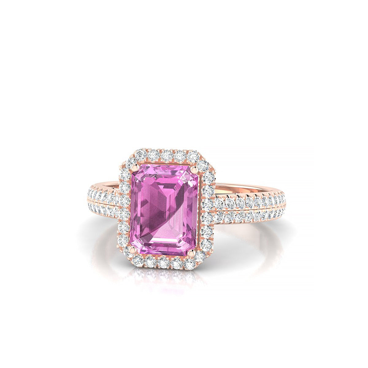 Celeste | 18k Rose Gold 8 x 6 mm Emerald Pink Sapphire Ring