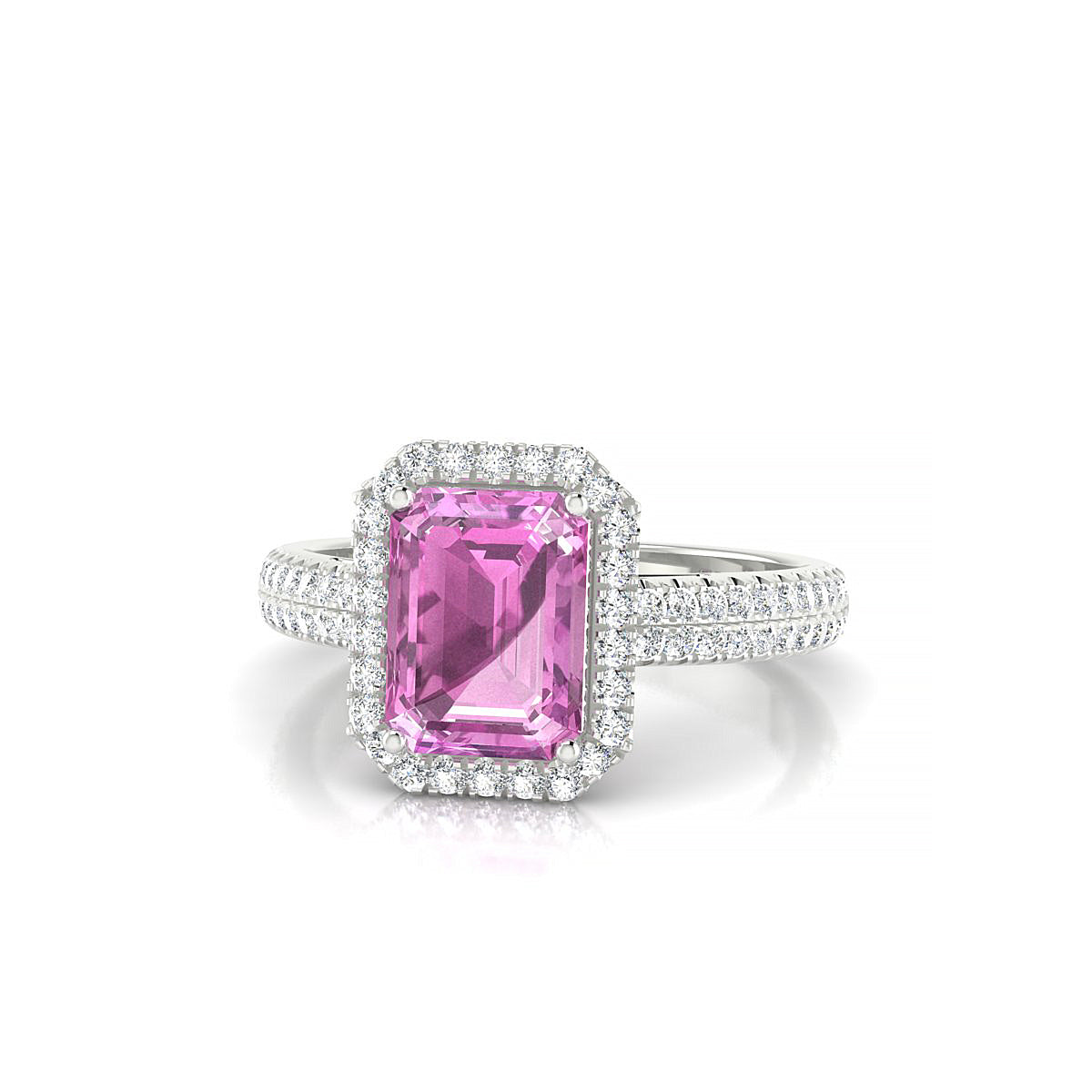 Celeste | 18k White Gold 8 x 6 mm Emerald Pink Sapphire Ring
